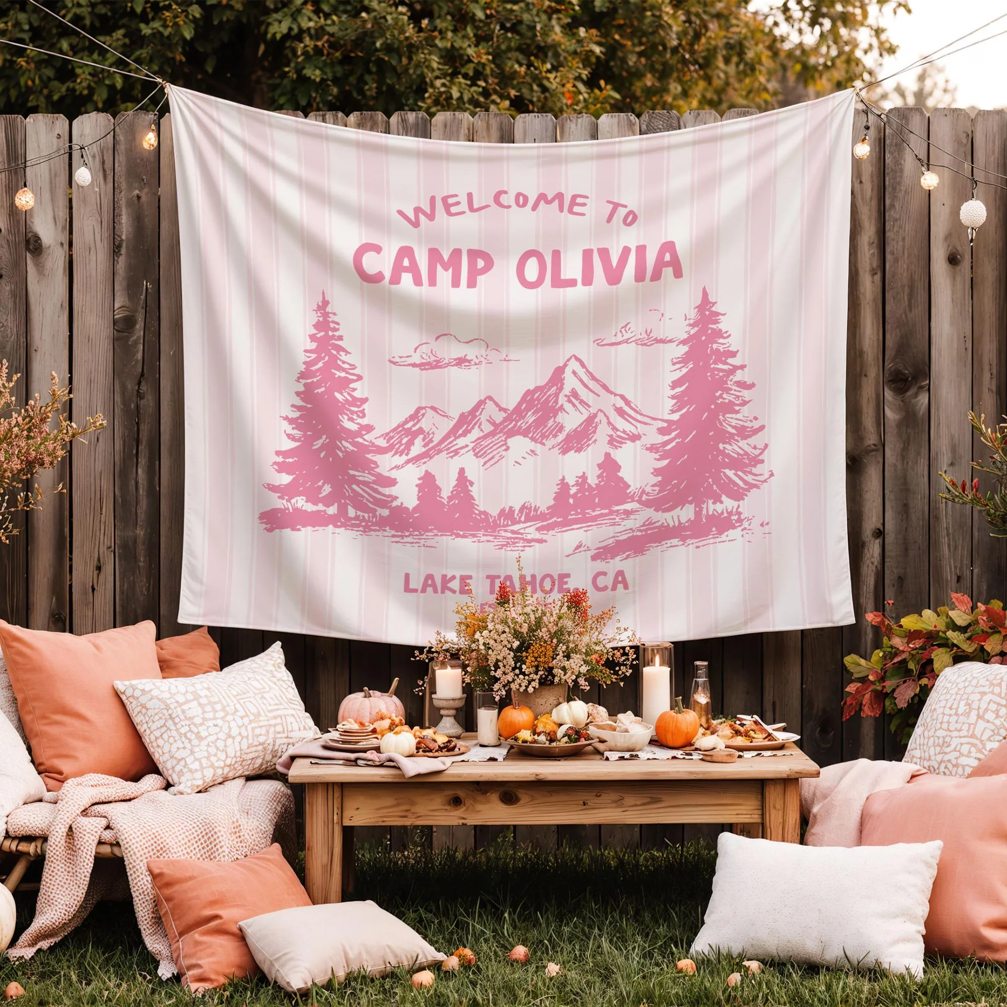 Personalized Welcome To Camp Tapestry Banner - Decorations Camping Decor, Bachelorette Banner HO82 903046 - Image 6