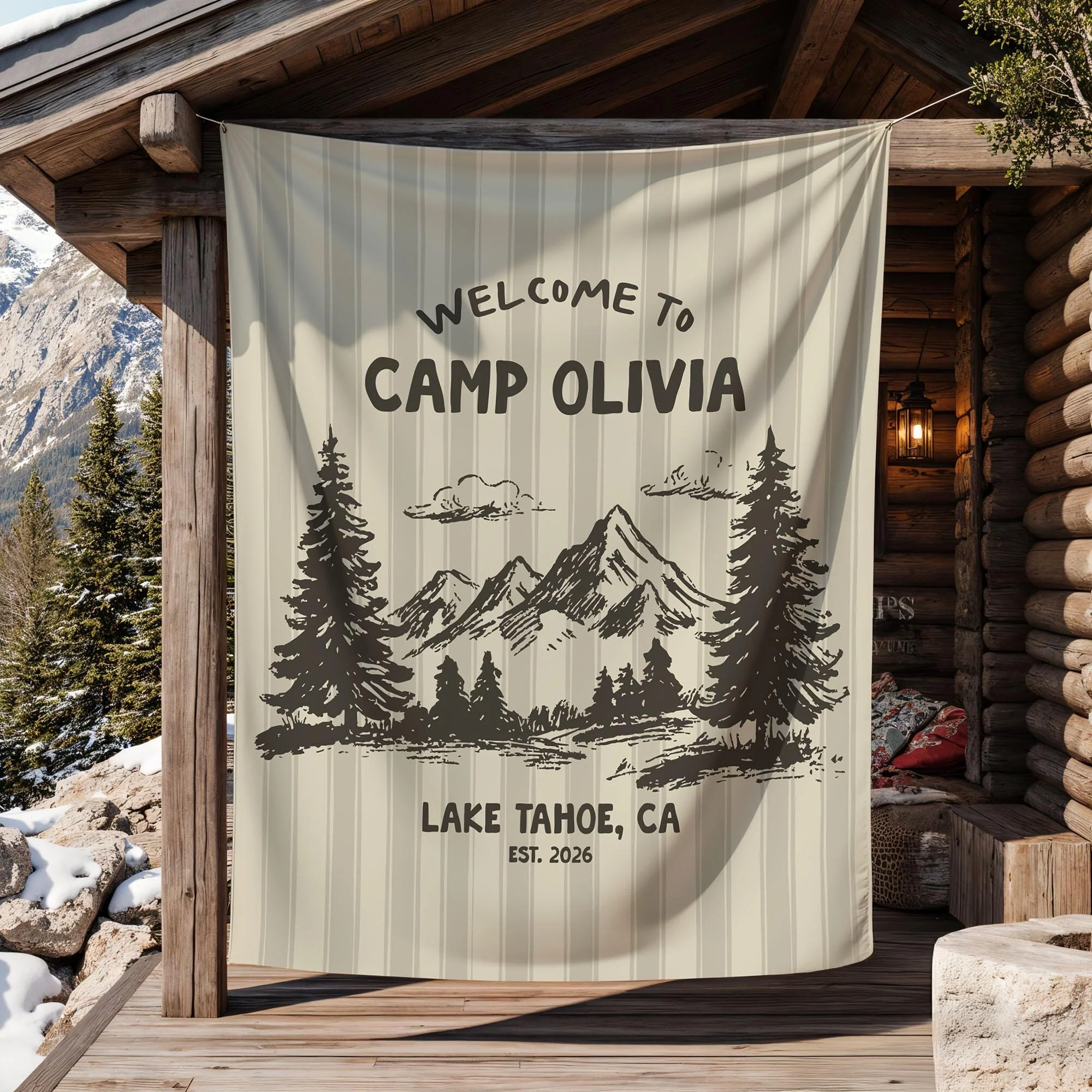 Personalized Welcome To Camp Tapestry Banner - Decorations Camping Decor, Bachelorette Banner HO82 903046 - Image 7