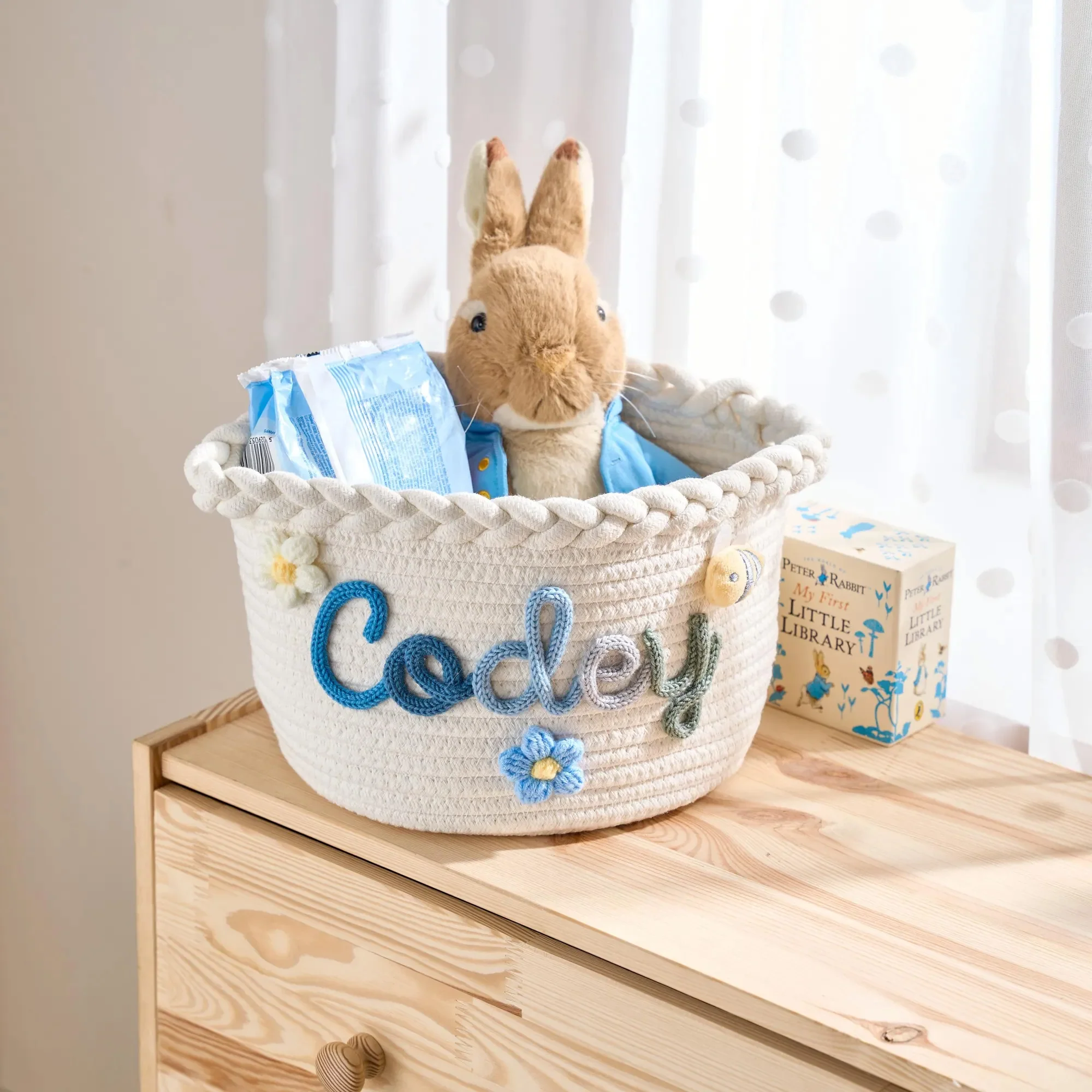 Personalized Woven Basket – Custom Name Storage Basket for Baby Toys, Nursery Organizer or Pet Toy Bin, Handmade Gift HO82 903016 - Image 10