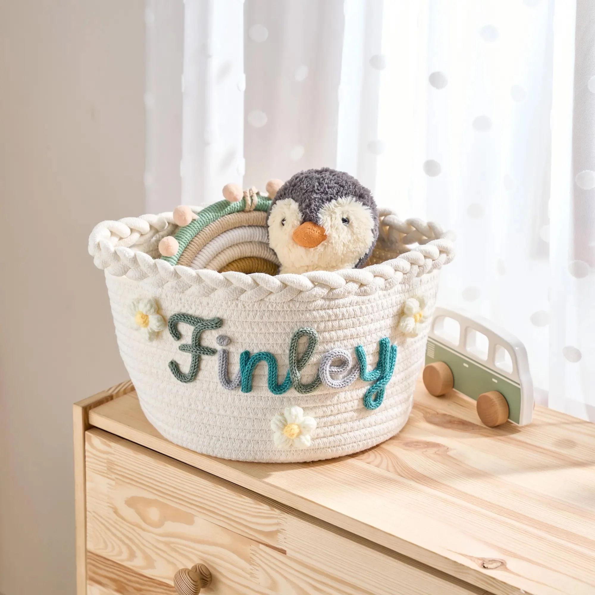 Personalized Woven Basket – Custom Name Storage Basket for Baby Toys, Nursery Organizer or Pet Toy Bin, Handmade Gift HO82 903016 - Image 11