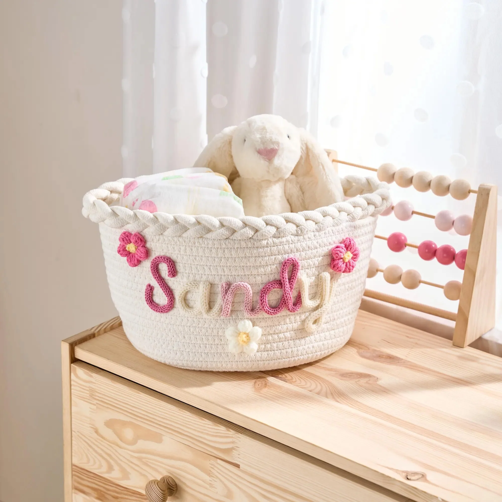 Personalized Woven Basket – Custom Name Storage Basket for Baby Toys, Nursery Organizer or Pet Toy Bin, Handmade Gift HO82 903016 - Image 13