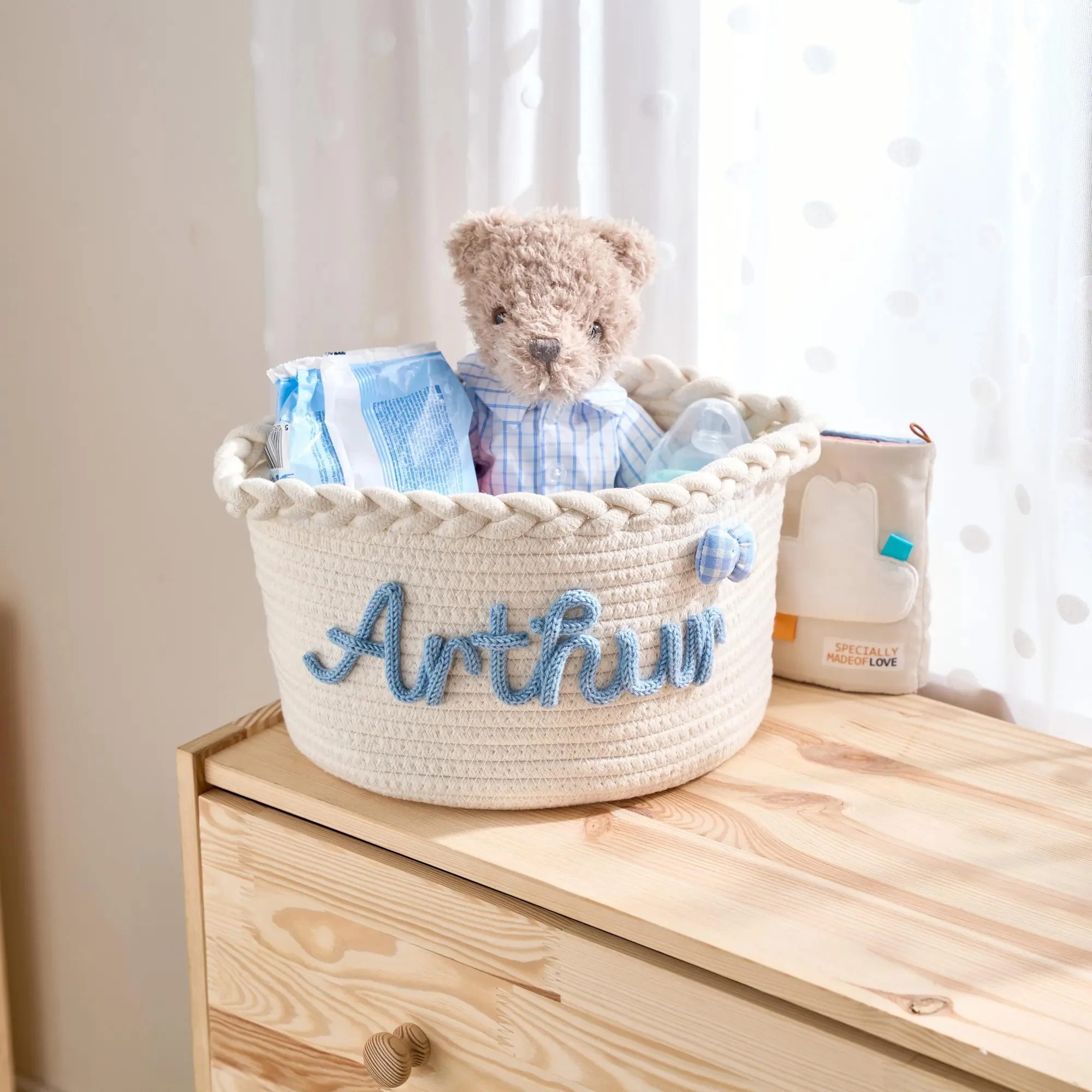 Personalized Woven Basket – Custom Name Storage Basket for Baby Toys, Nursery Organizer or Pet Toy Bin, Handmade Gift HO82 903016 - Image 9