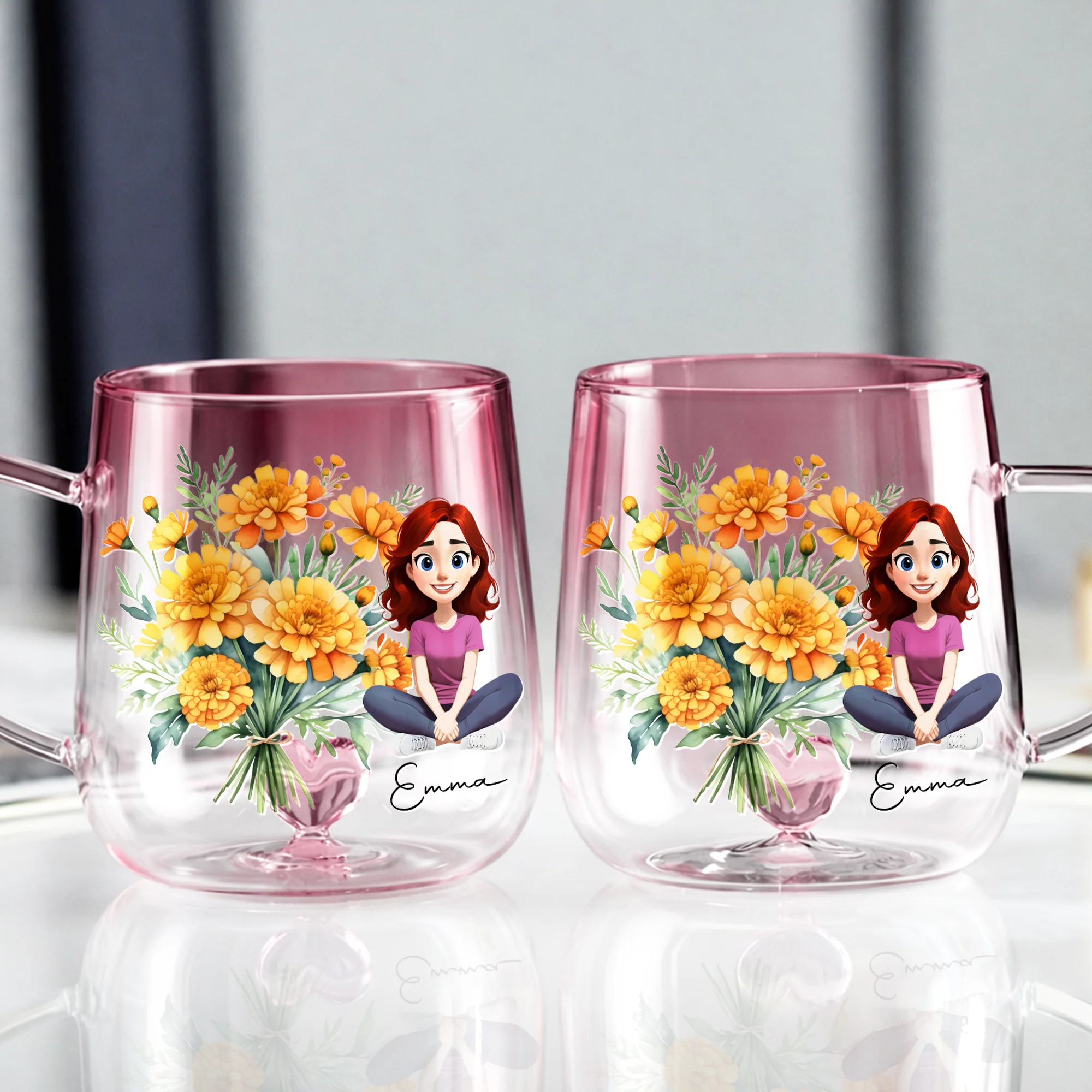 Personalized You Are Beautiful Flower Pink Gradient Glass Mug - Gift For Mom, Sister, Grandma, Mother's Day HO82 901752 - Image 4