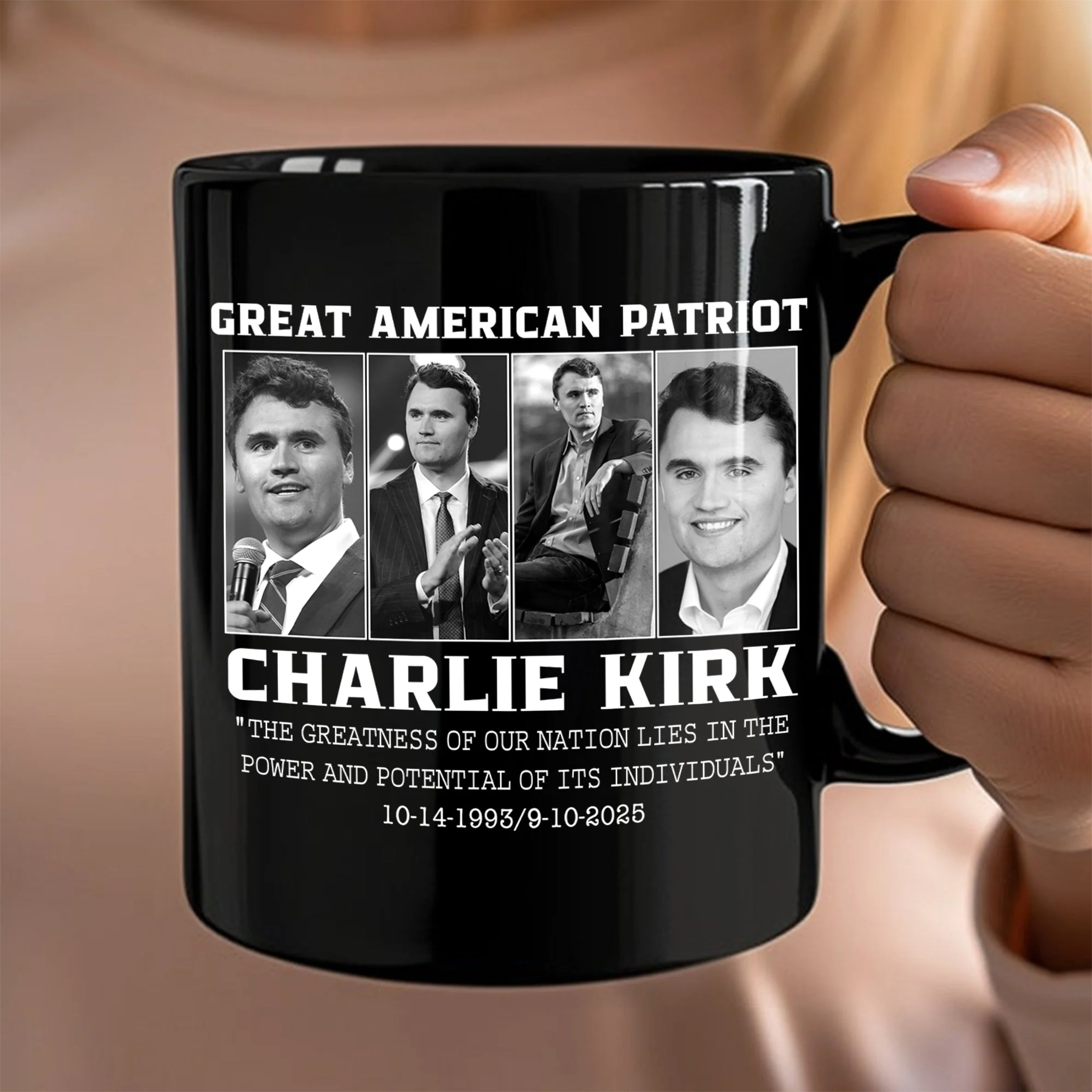 Prayers Up for Charlie Kirk Great America Patriot Black Mug HO82 65746 - Image 5