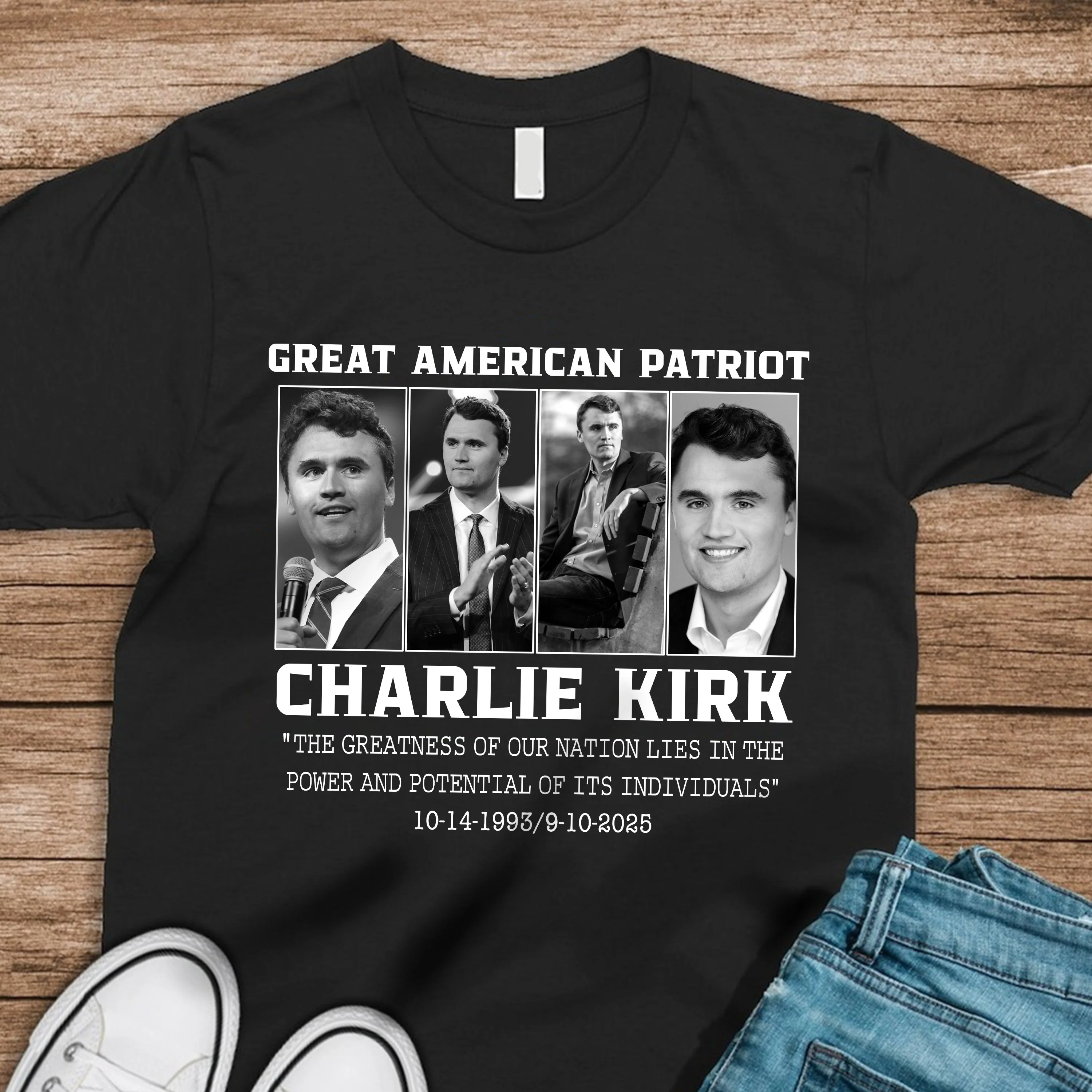 Prayers Up for Charlie Kirk Great America Patriot Memorial Dark Shirt HO82 65740 - Image 3