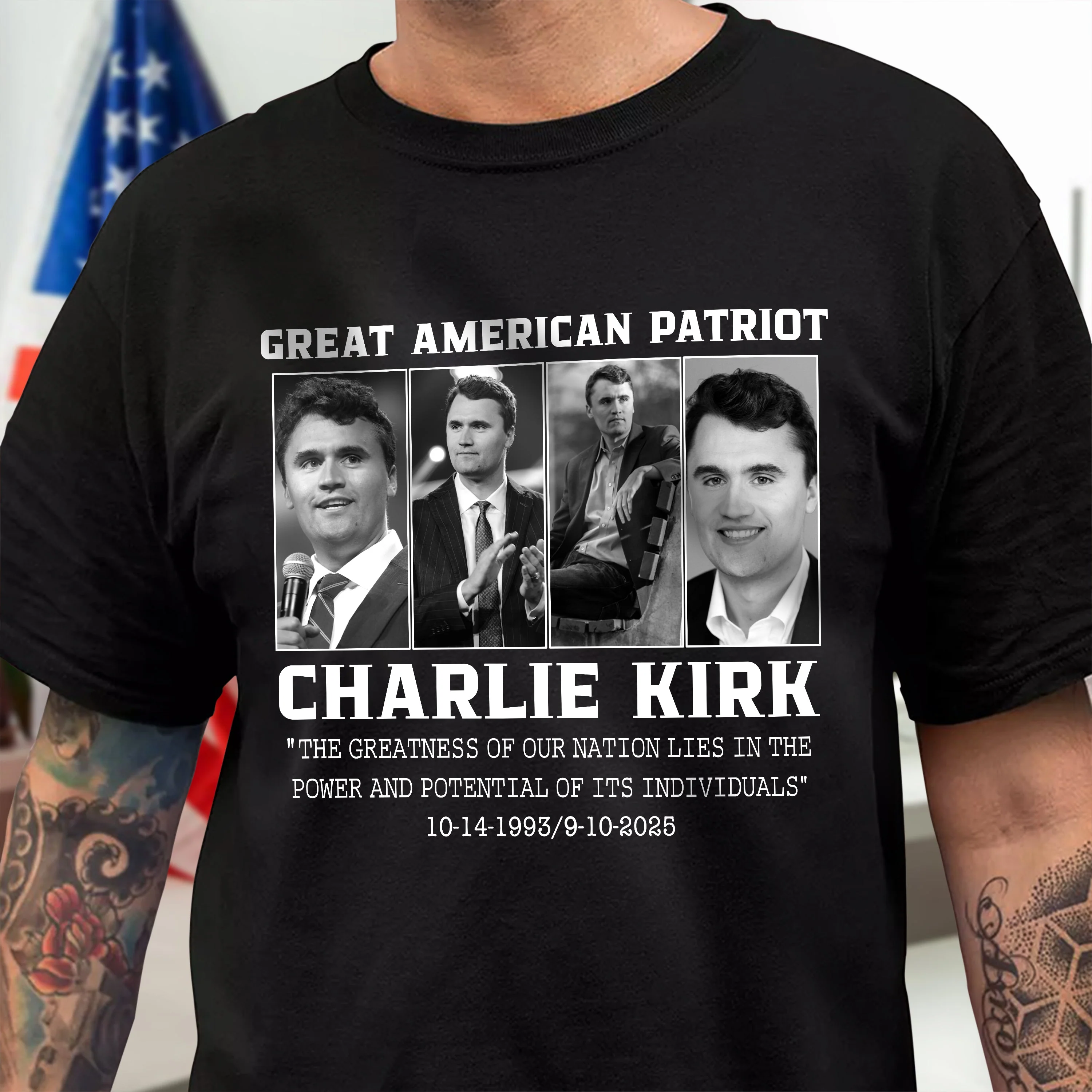 Prayers Up for Charlie Kirk Great America Patriot Memorial Dark Shirt HO82 65740 - Image 5