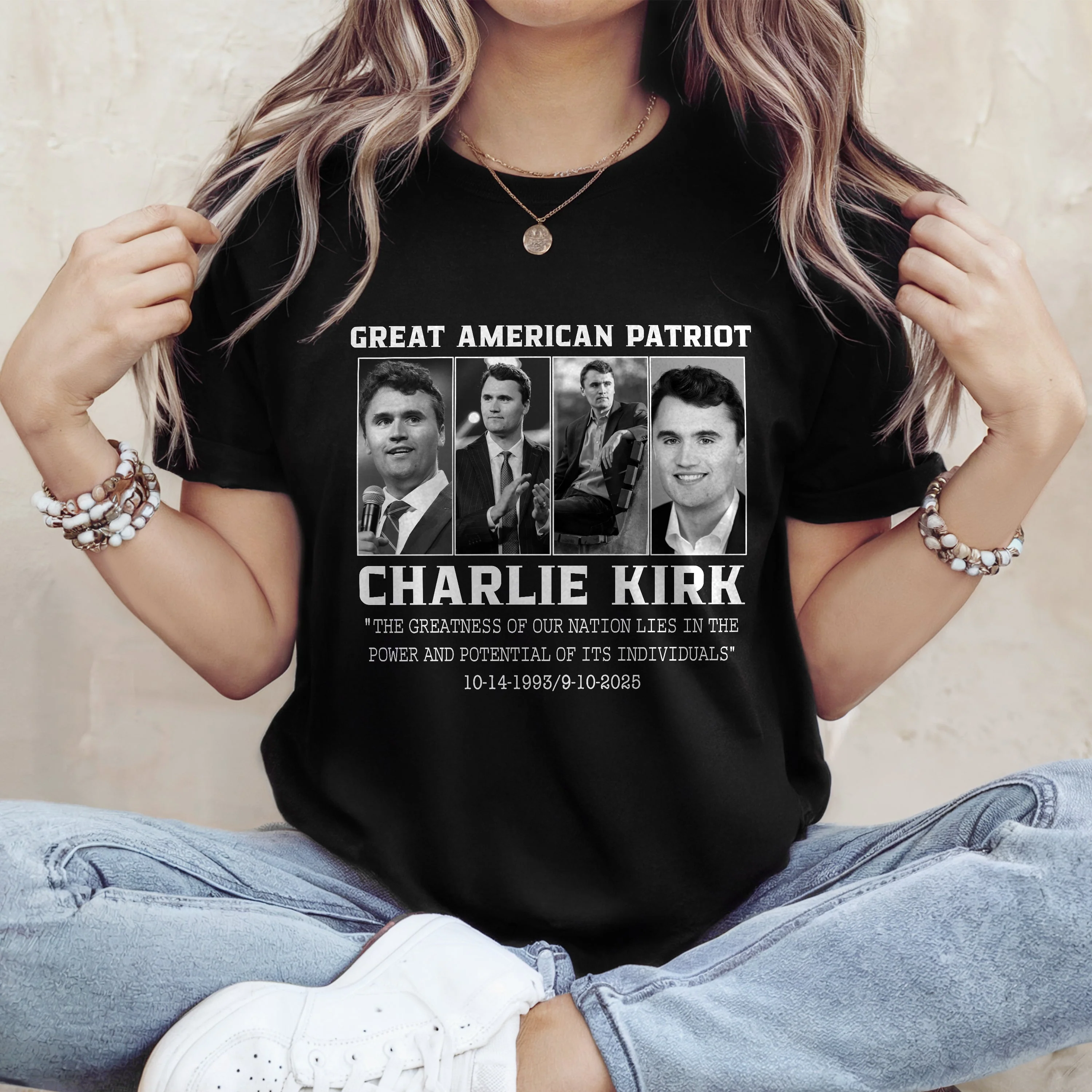 Prayers Up for Charlie Kirk Great America Patriot Memorial Dark Shirt HO82 65740 - Image 7