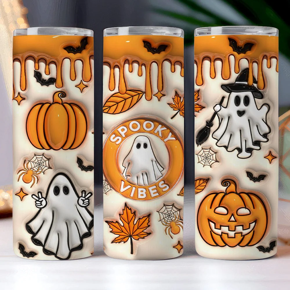 Pumpkin And Spooky Vibes Halloween Skinny Tumbler HO82 891330
