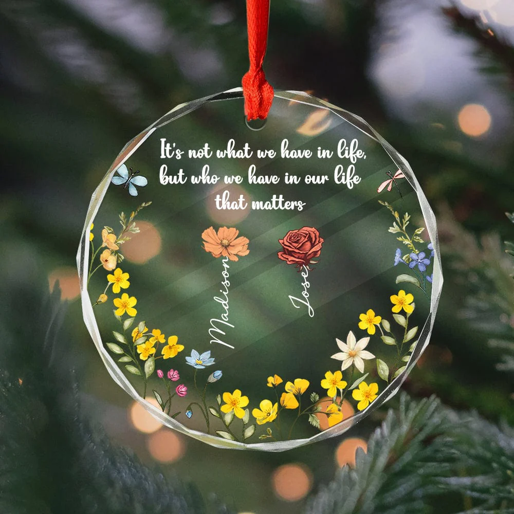 Custom Name Sisters Are Different Flowers From The Same Garden Glass Circle Ornament HO82 893302 - Image 4