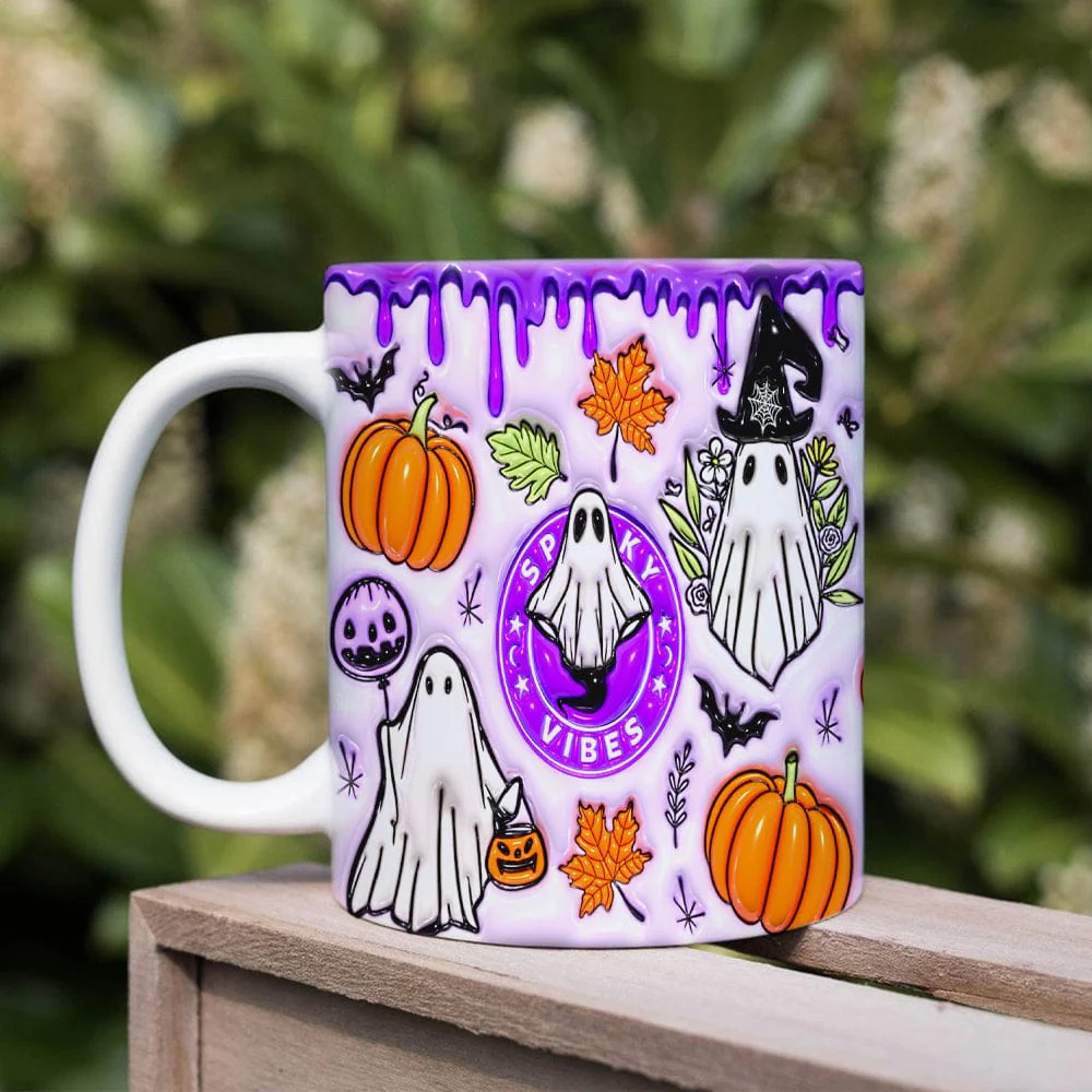 Spooky Vibes With Pumpkin Halloween Personalized Gift Mug HO82 891336 - Image 2