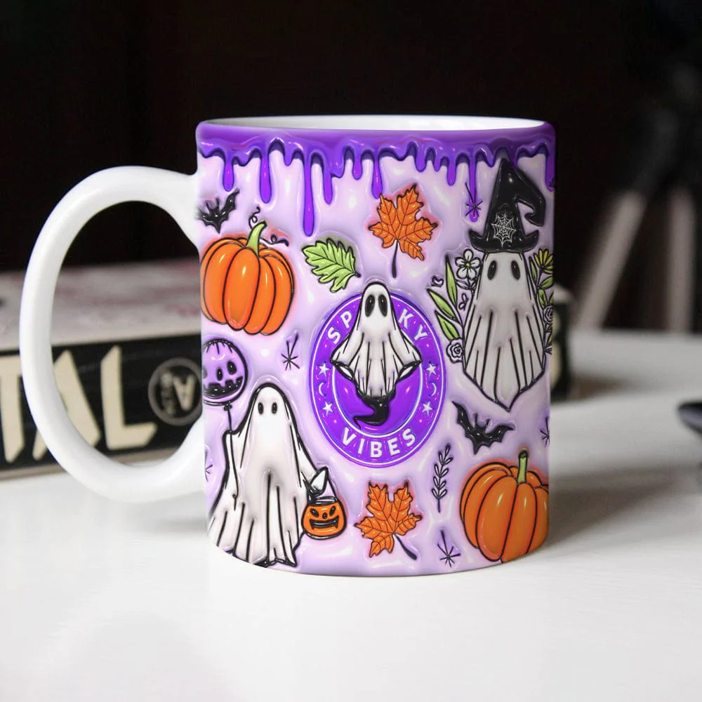 Spooky Vibes With Pumpkin Halloween Personalized Gift Mug HO82 891336 - Image 4