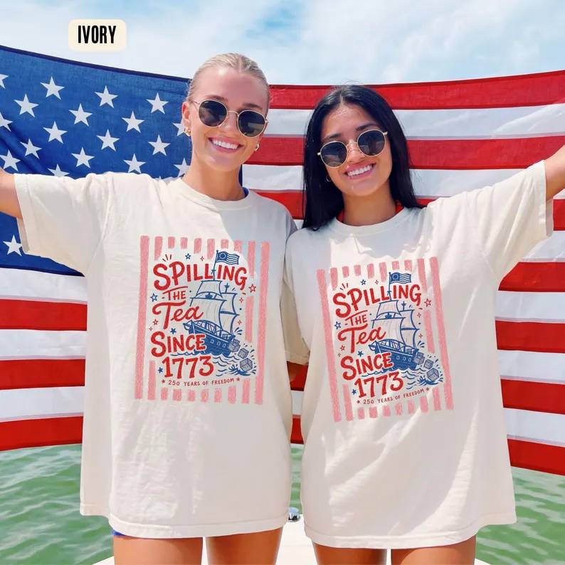 Striped Spilling The Tea Since 1773 Comfort Shirt, 250th Anniversary HO82 902678 - Image 2