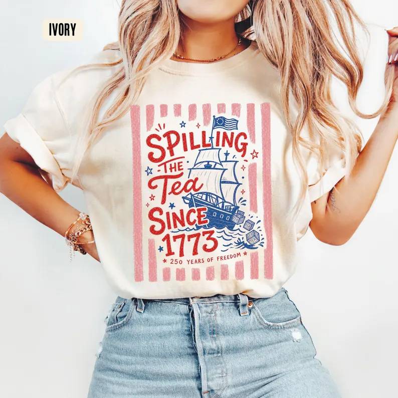 Striped Spilling The Tea Since 1773 Comfort Shirt, 250th Anniversary HO82 902678 - Image 3