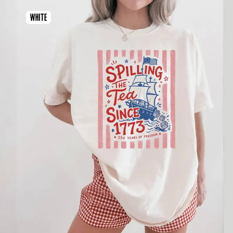 Striped Spilling The Tea Since 1773 Comfort Shirt, 250th Anniversary HO82 902678 - Image 4