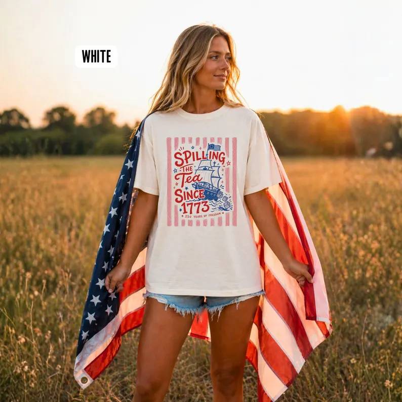 Striped Spilling The Tea Since 1773 Comfort Shirt, 250th Anniversary HO82 902678 - Image 5