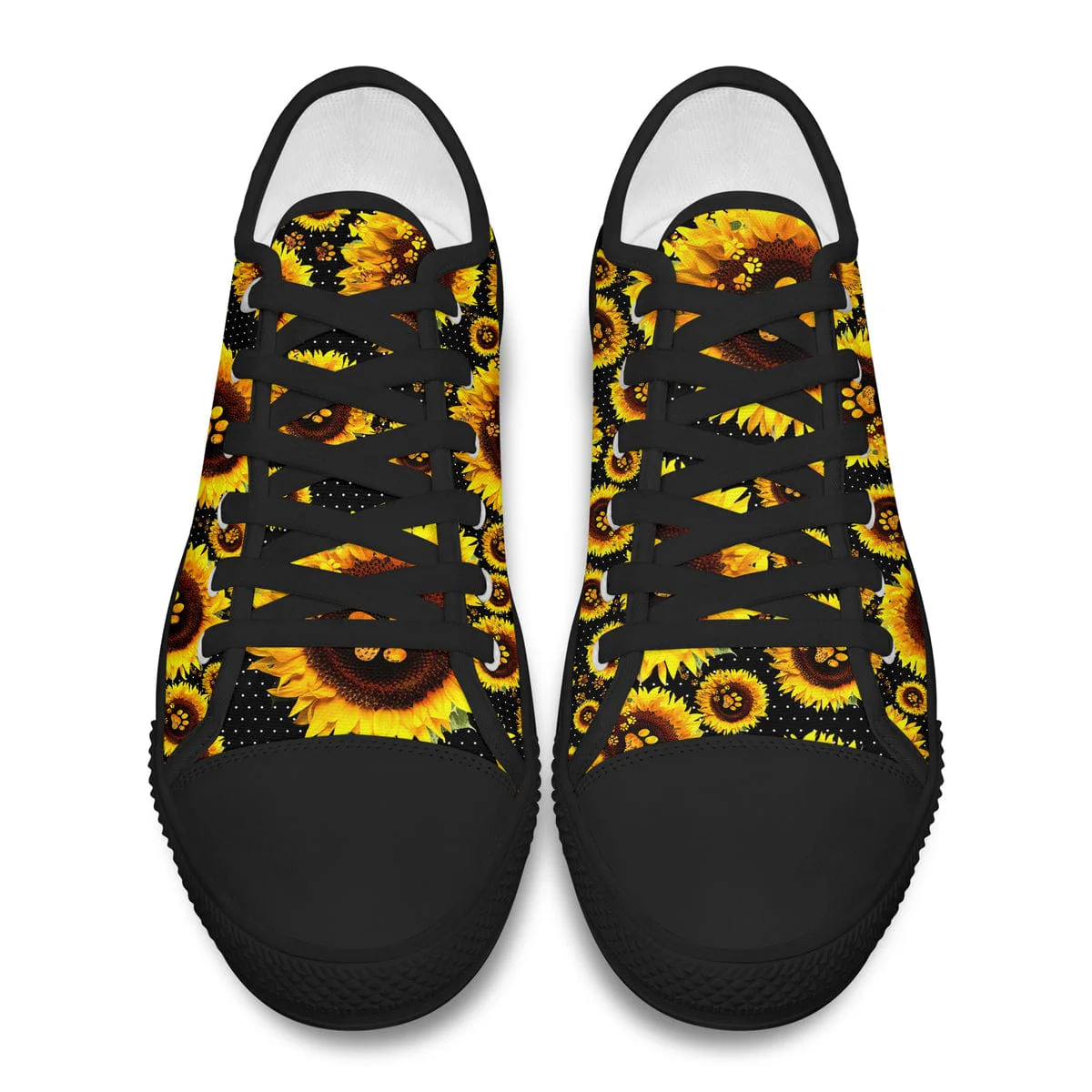 Sunflower With Dog Paw Black Sole Canvas Shoes Personalized Gift T368 889550 - Image 3