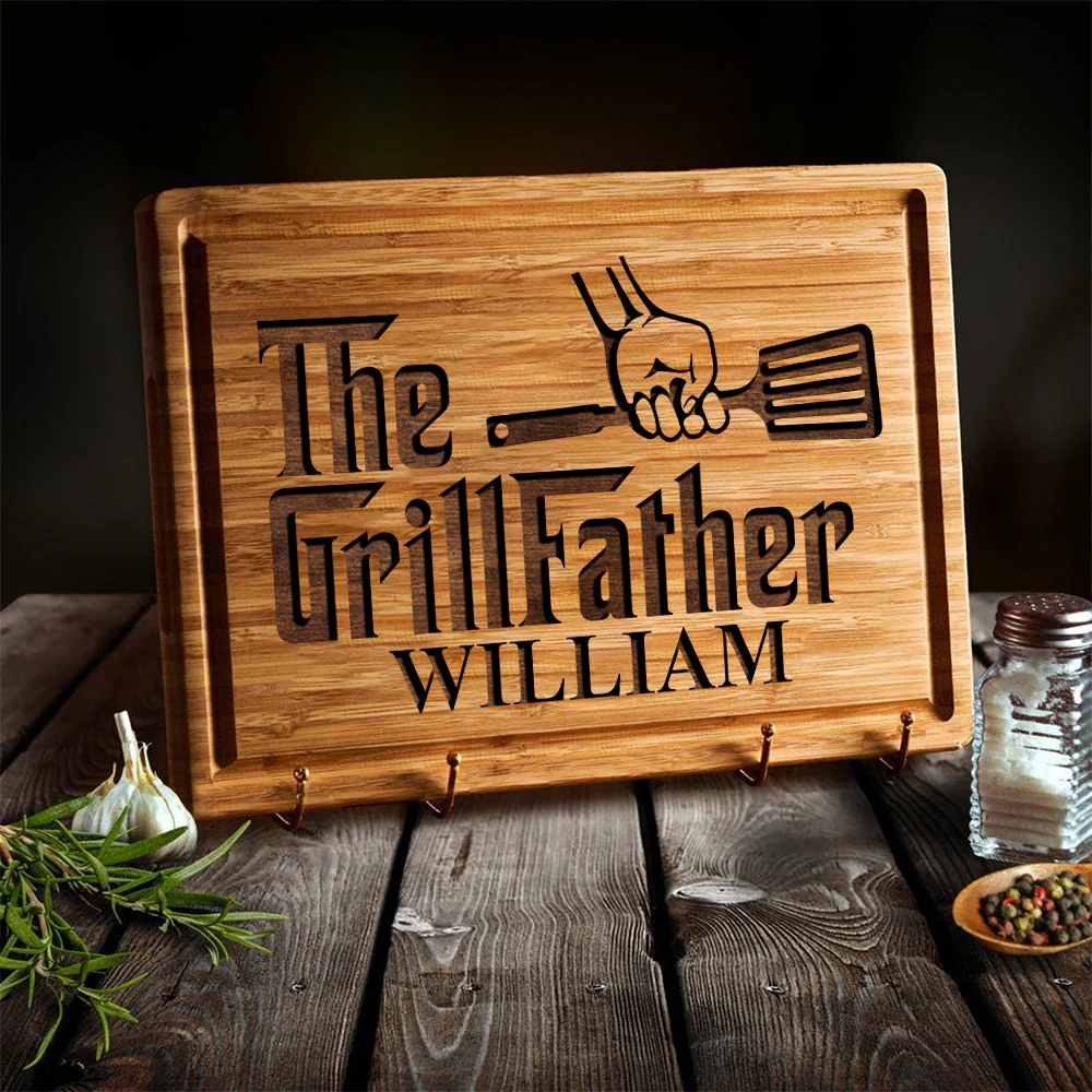 The Grillfather BBQ Engraved Cutting Board Personalized Gift For Father's Day HO82 893990 - Image 3