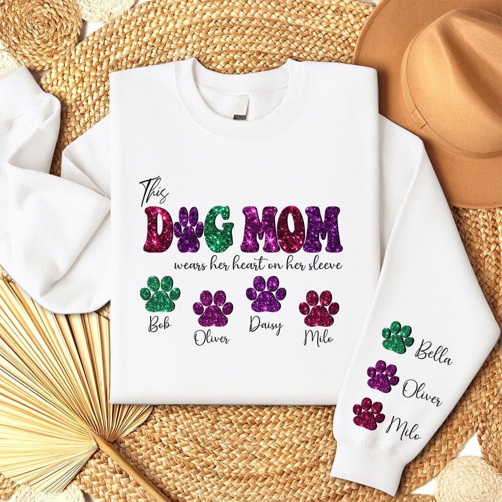 This Dog Mom Wears Her Heart On Her Sleeve Sweatshirt Personalized Gift TA29 890128