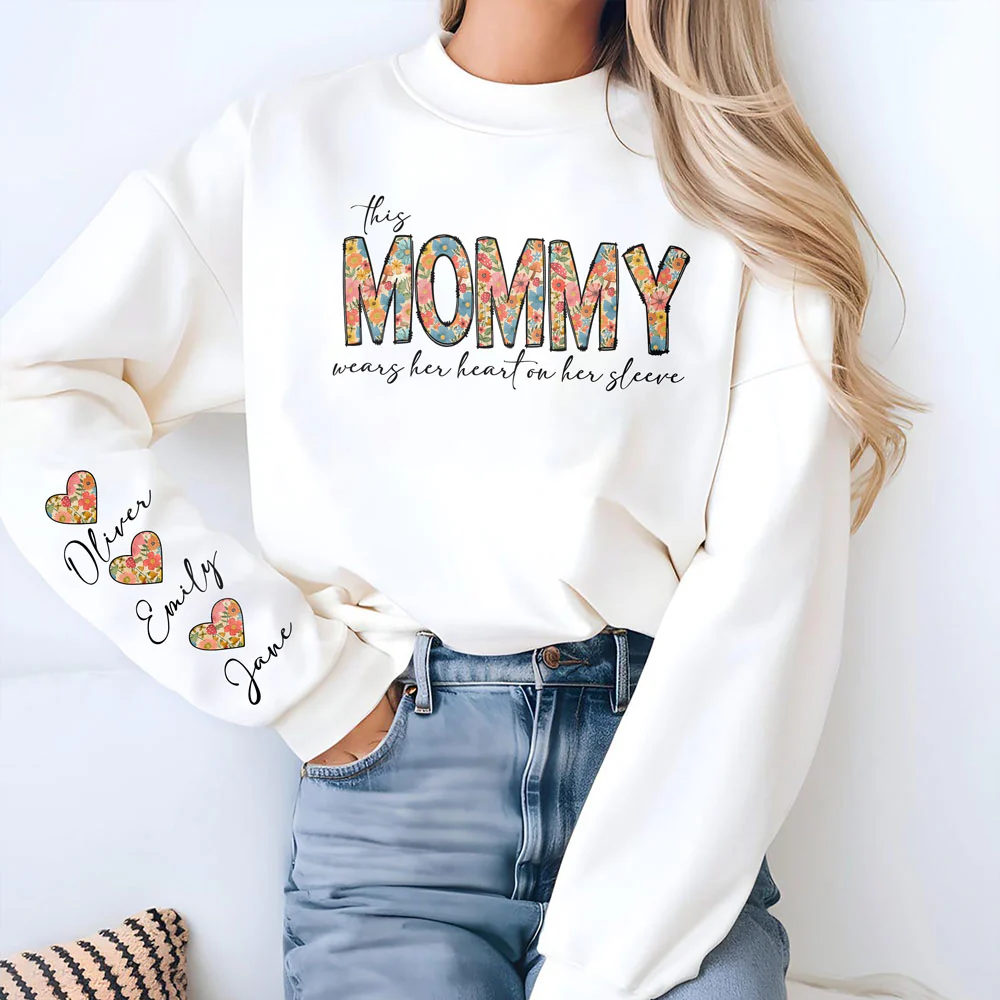 This Grandma Wears Her Heart On Her Sleeve Sweatshirt Personalized Gift For Mother's Day HO82 893630 - Image 5