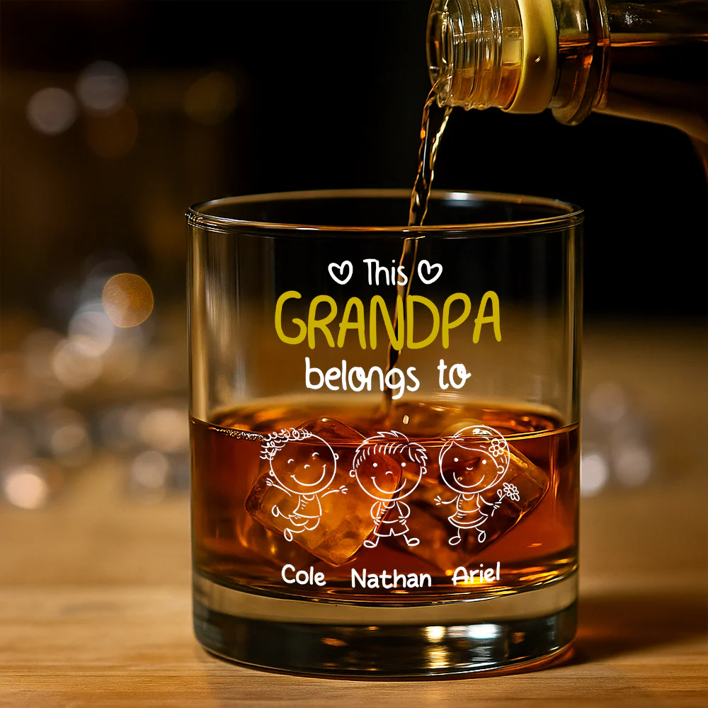 This Grandpa Belongs To Us Whiskey Glass Personalized Gift For Family HO82 894762 - Image 6