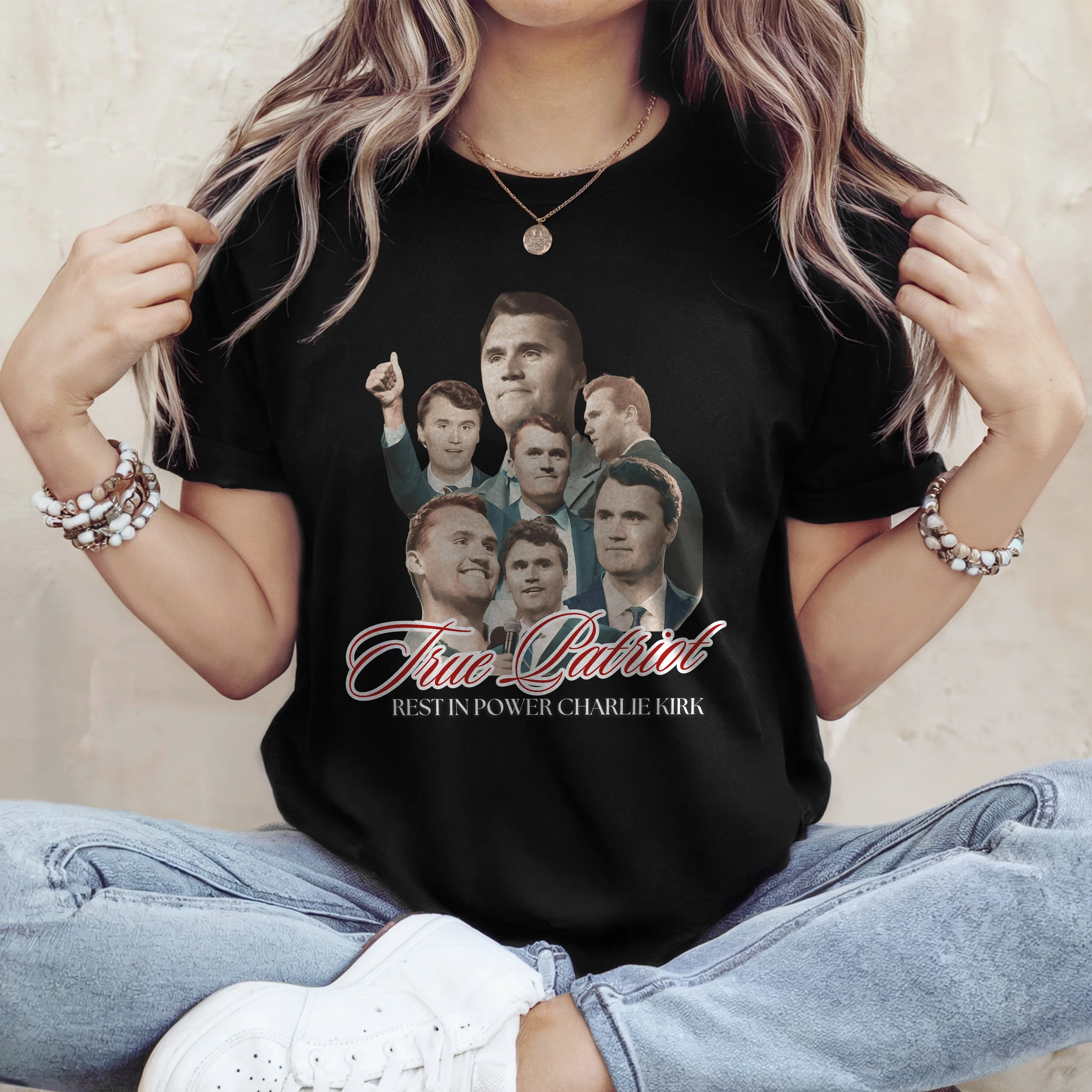 True Patriot Rest In Power Charlie Kirk Dark Shirt HO82 65810 - Image 3