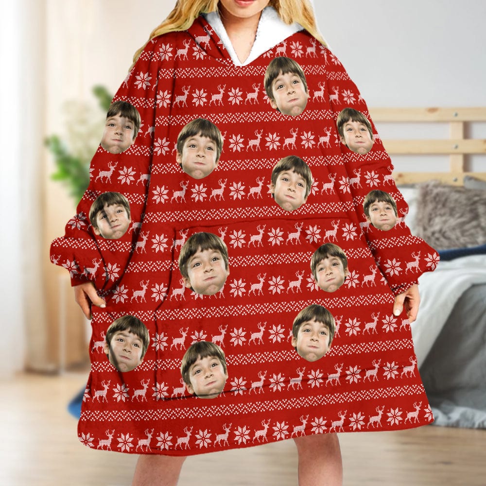 Upload Face Photo With Pattern Hoodie Blanket N304 889358 - Image 2