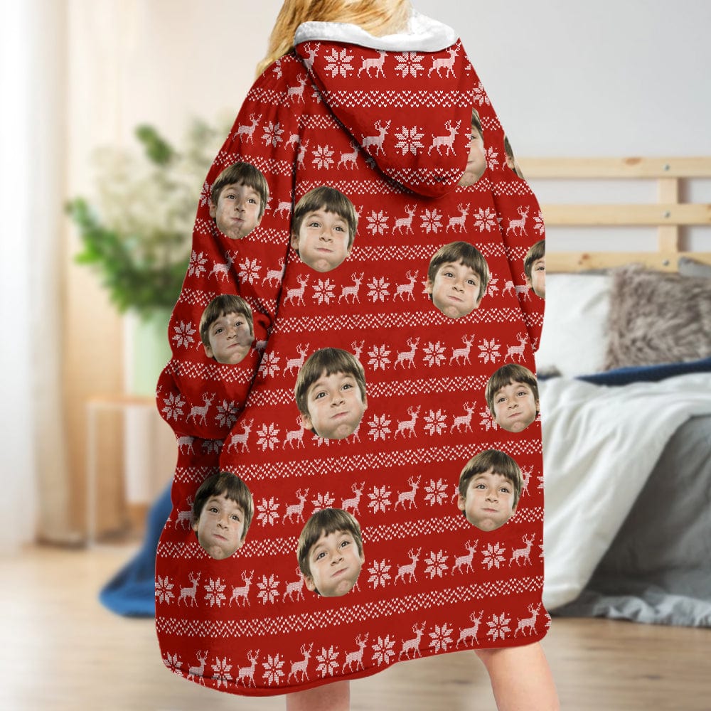 Upload Face Photo With Pattern Hoodie Blanket N304 889358 - Image 3