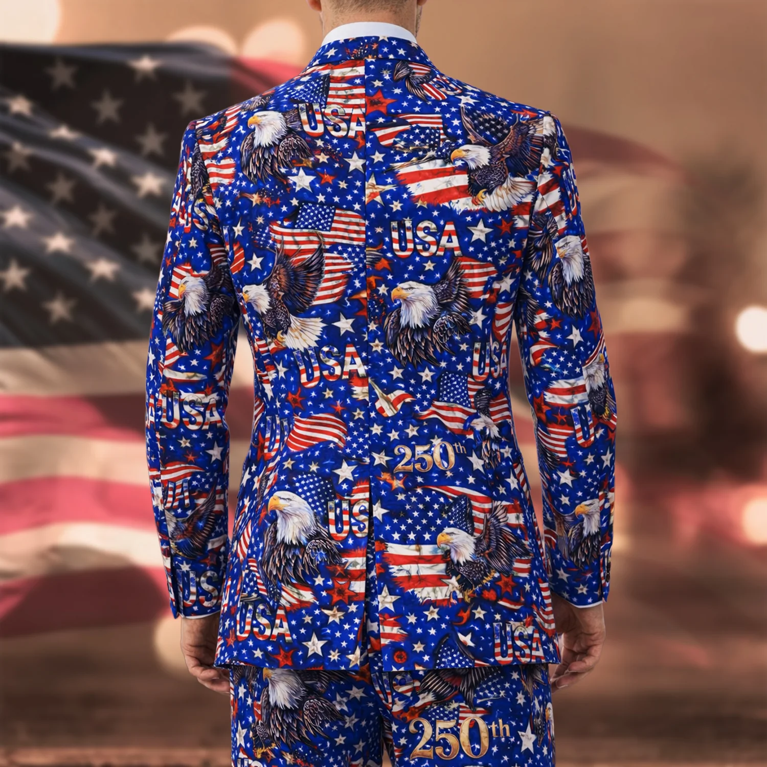 USA 250 Anniversary Eagle 1776-2026 Patriotic Men's Suit HO82 901678 - Image 5