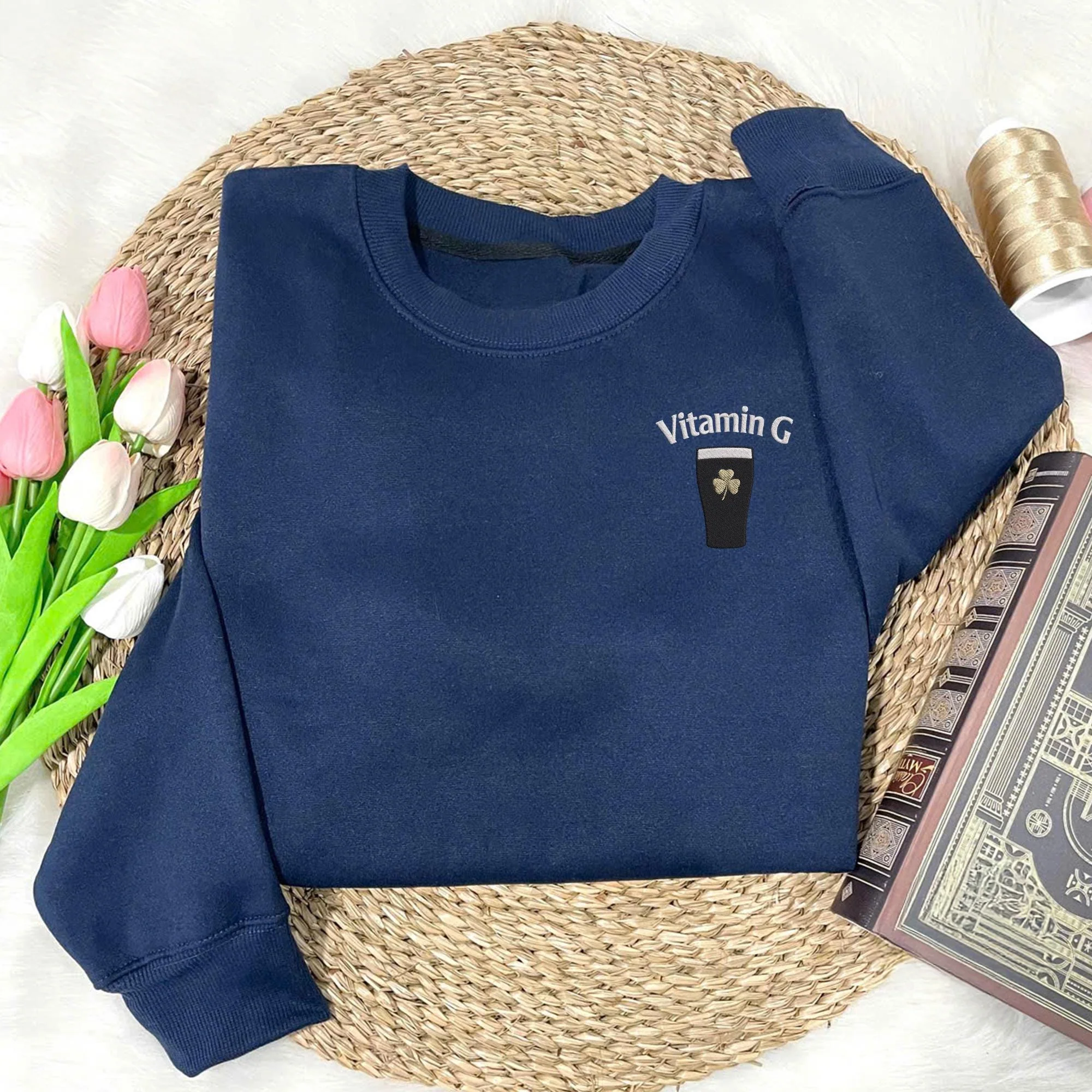 Vitamin G Guinness Embroidered Sweatshirt - Funny Irish Beer Tee HO82 901436 - Image 2