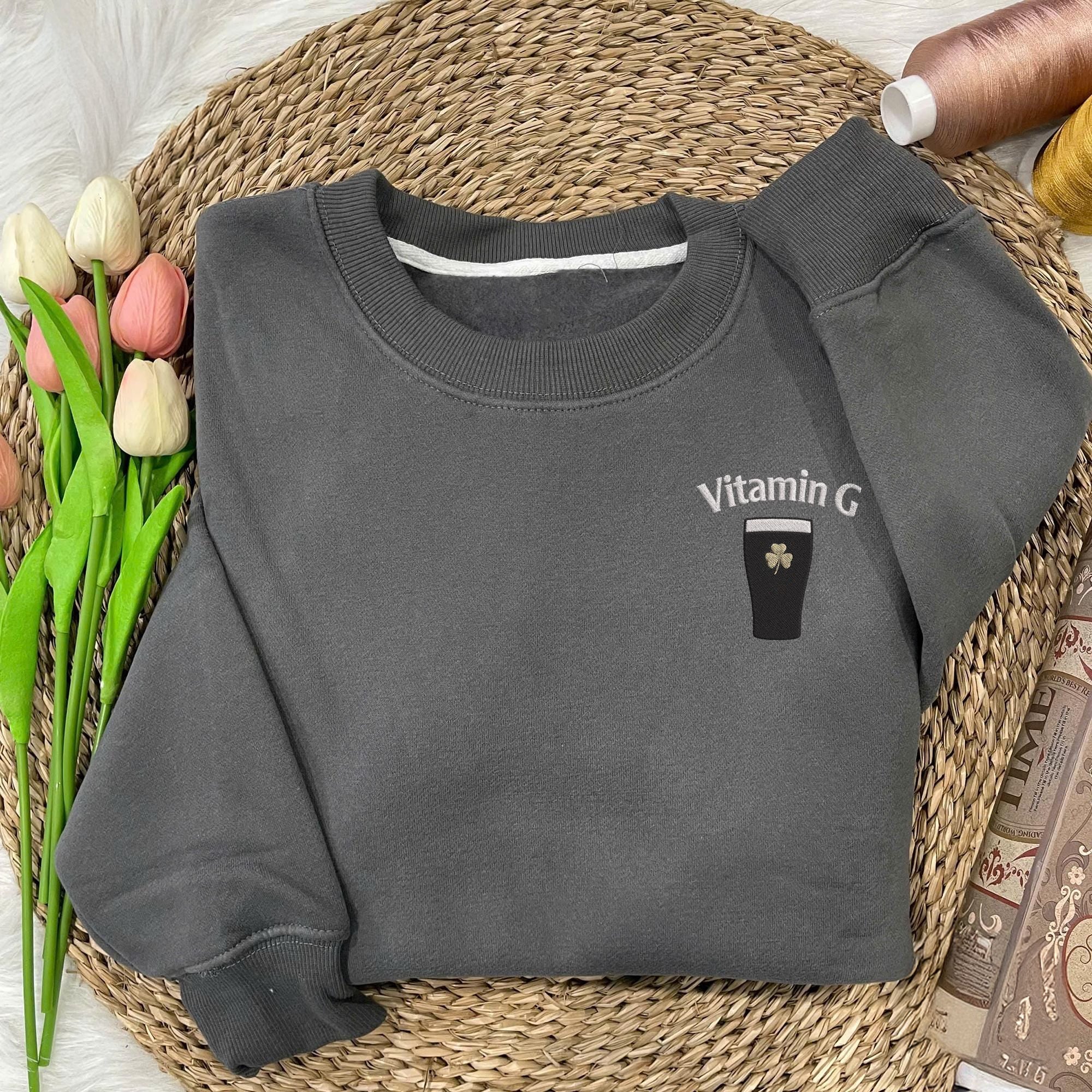 Vitamin G Guinness Embroidered Sweatshirt - Funny Irish Beer Tee HO82 901436 - Image 7
