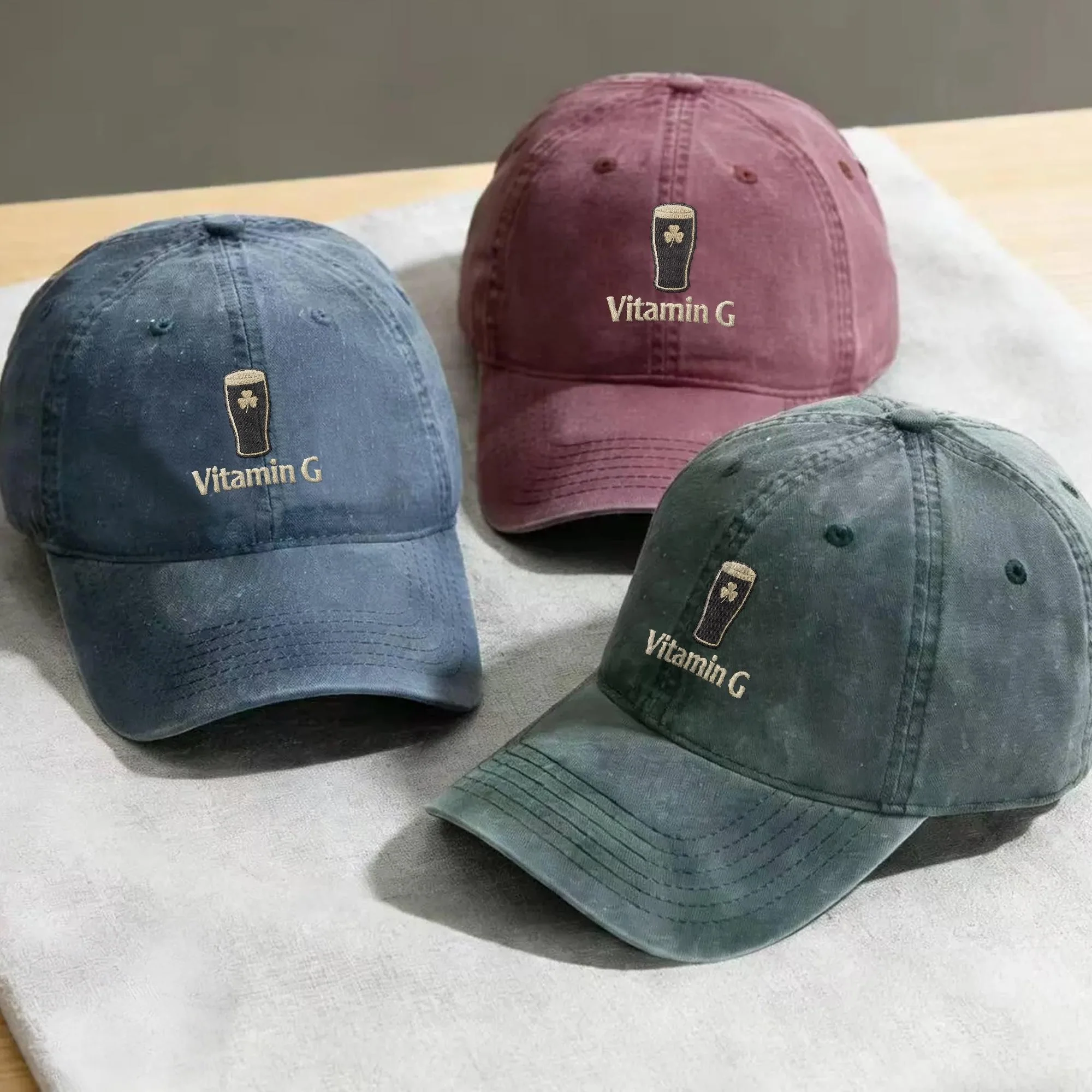 Vitamin G Guinness Embroidered Washed Cap - Gift For St Patrick's Day HO82 901438 - Image 2
