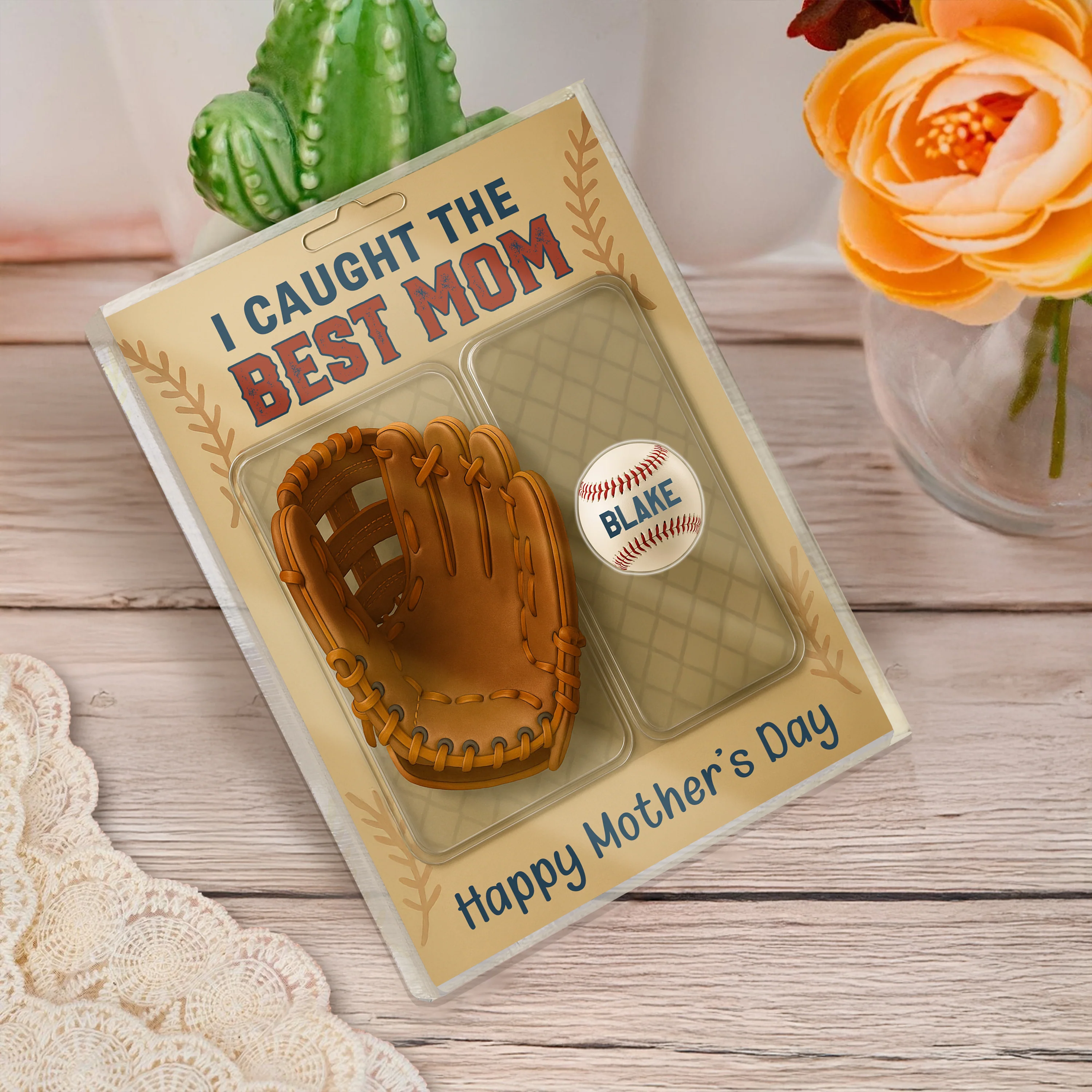 We Caught The Best Dad Grandpa Baseball & Glove Figures Style Acrylic Block Plaque Personalized Gift For Father's Day HO82 893764 - Image 5