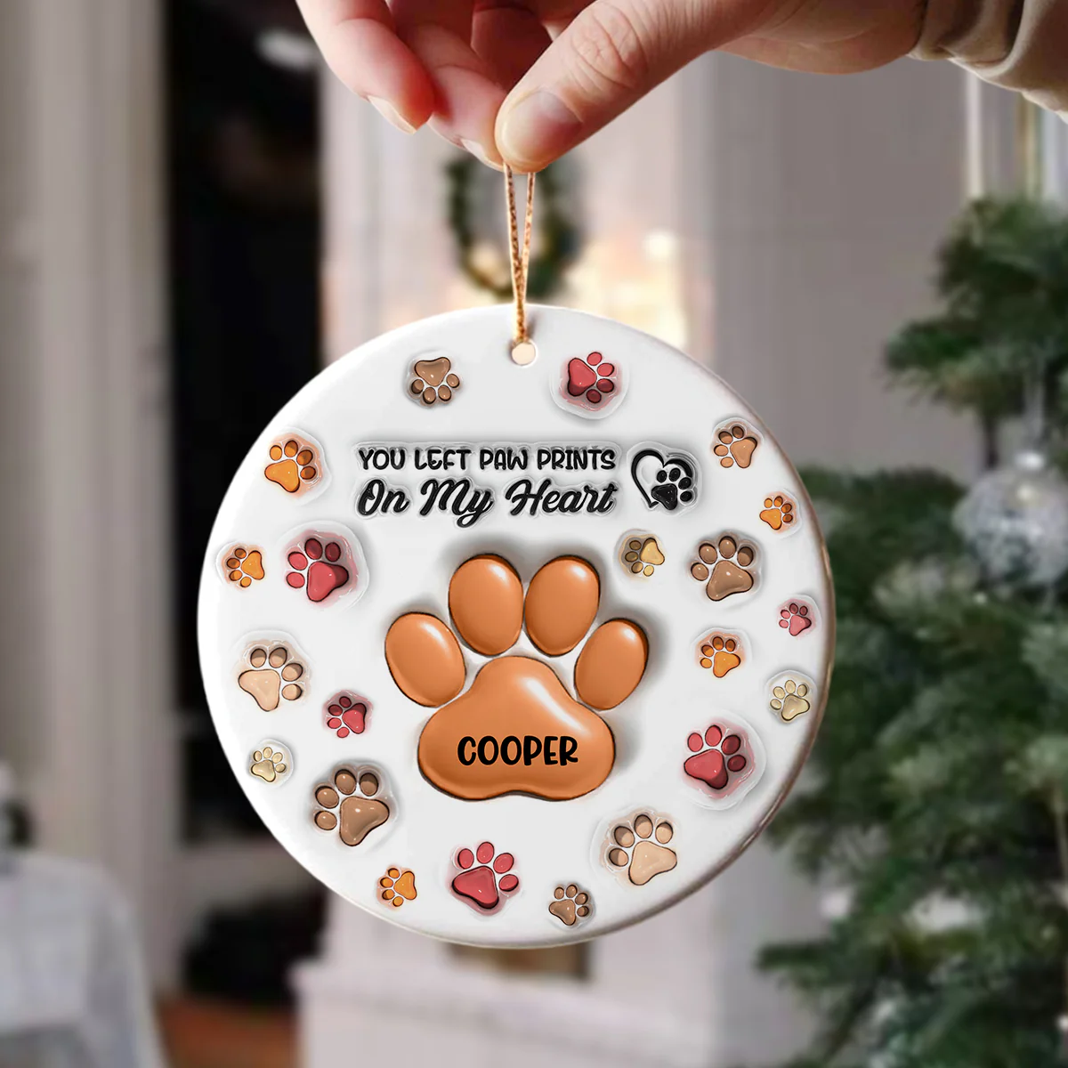 You Left Paw Prints On My Heart 3D Inflated Effect Ceramic Ornament Personalized Gift For Dog Lover HO82 894582 - Image 4