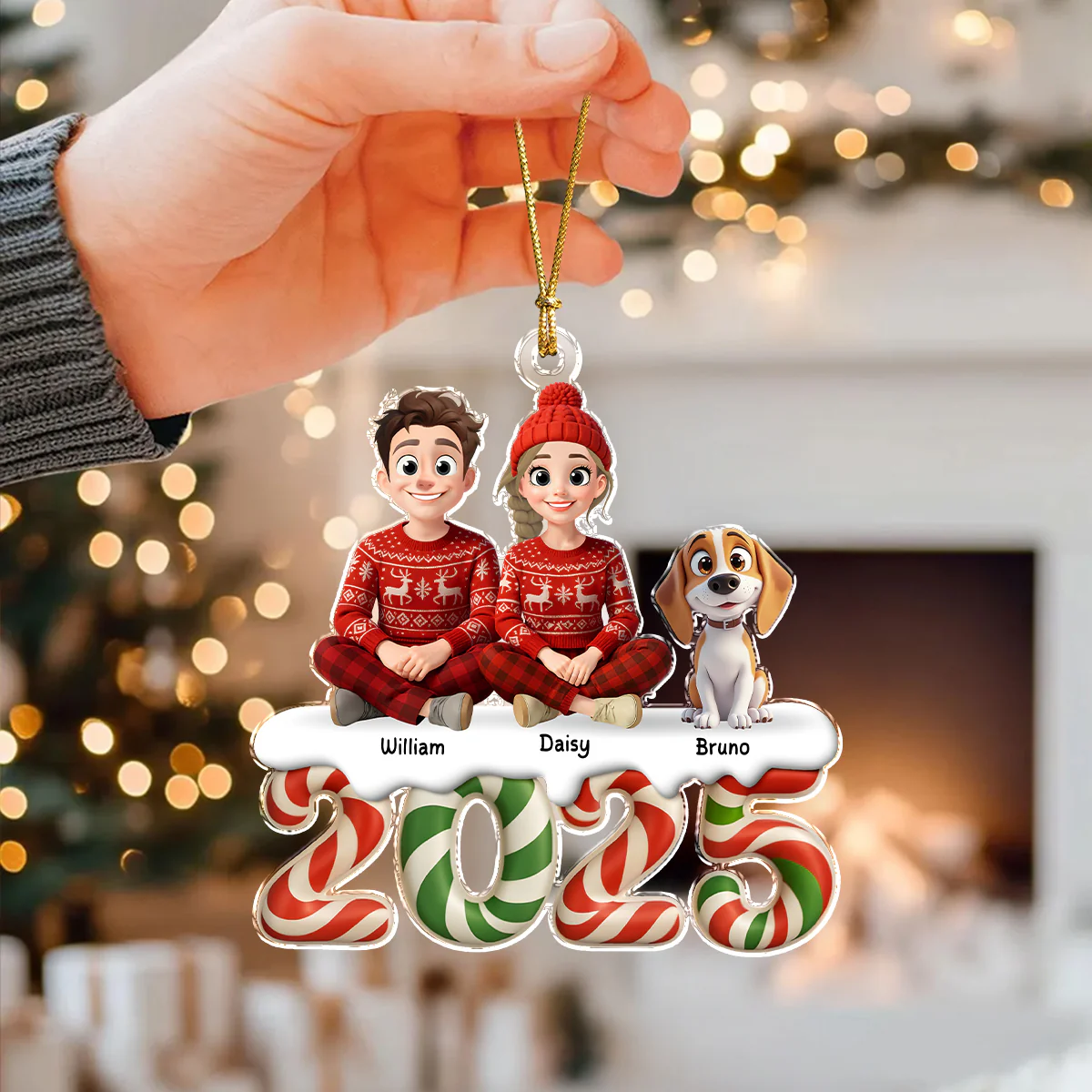 You & Me And The Dog Our Kind Of Merry Acrylic Ornament Personalized Gift For Christmas HO82 900118 - Image 3
