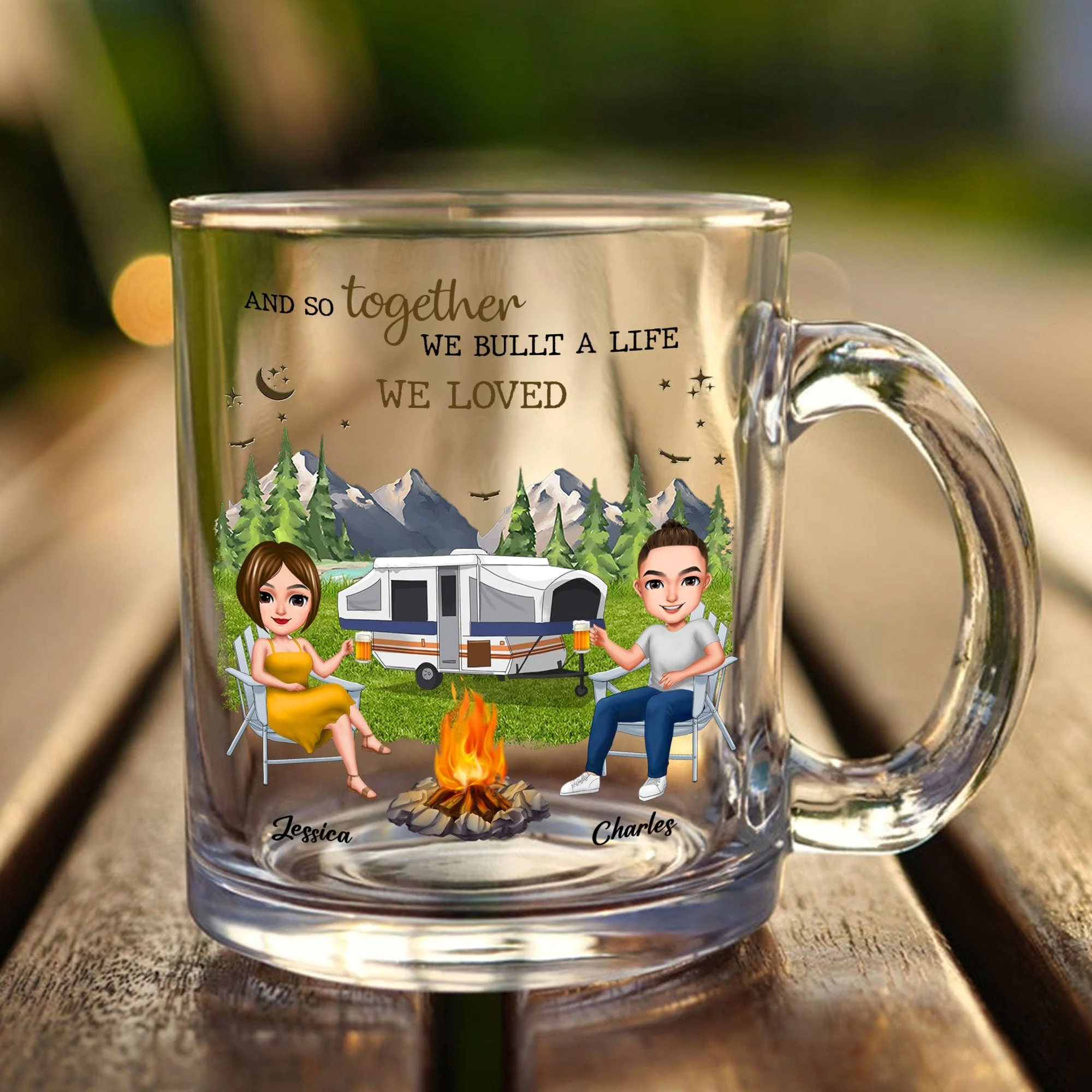 You & Me We Got This Camping Campfire Glass Mug Personalized Gift HO82 891122 - Image 3
