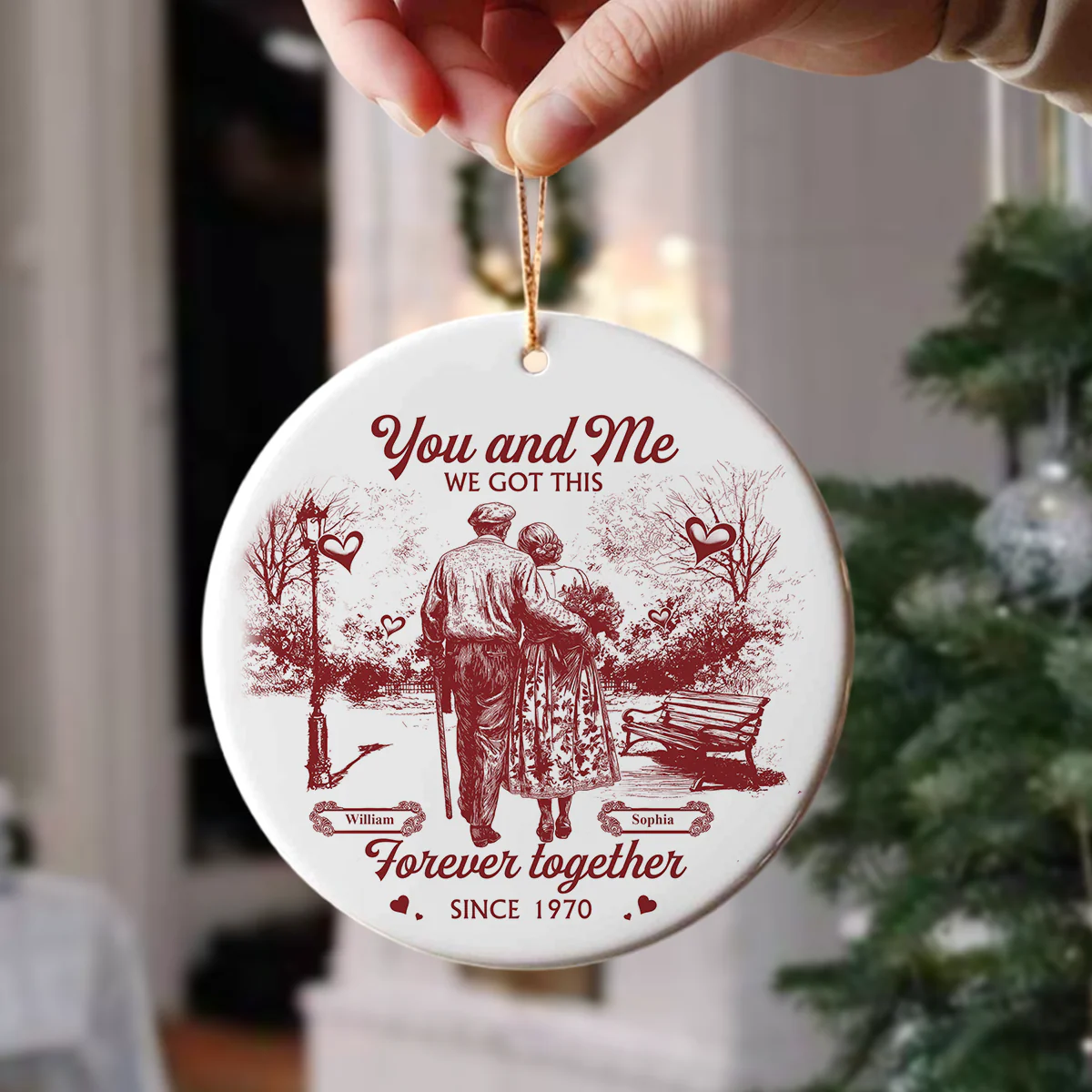You & Me We Got This Couple Toile De Jouy Ceramic Ornament Personalized Gift For Couple, Wife, Husband HO82 894704 - Image 2