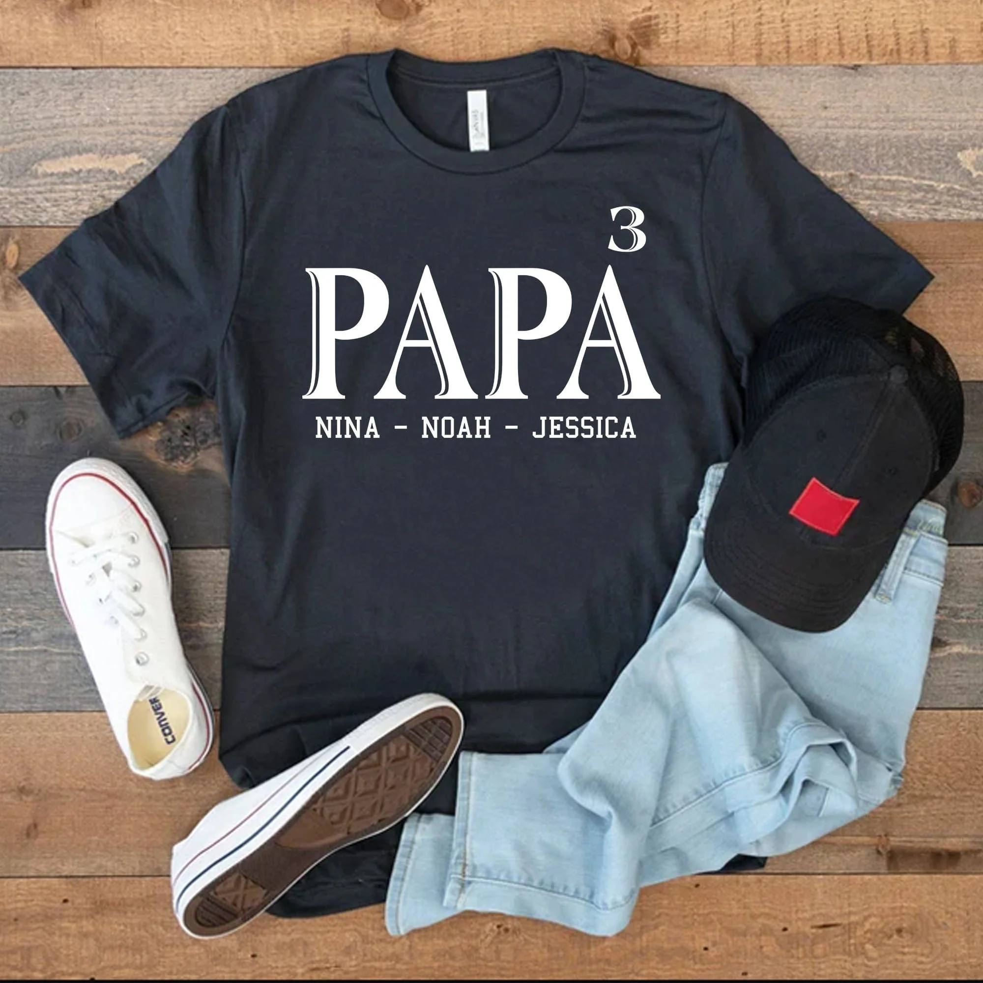 Papa Custom Kids Names Personalized Custom Father's Day Shirt H319 - Image 2