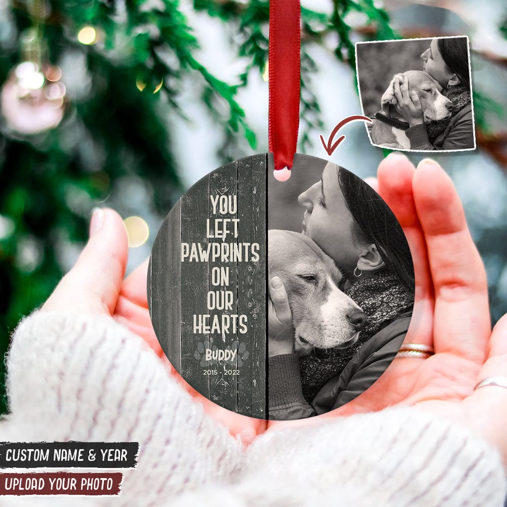 Personalize Photo You Left Paw Prints On Our Hearts Dog Cat Wood Ornament DA199 HN590 - Image 11