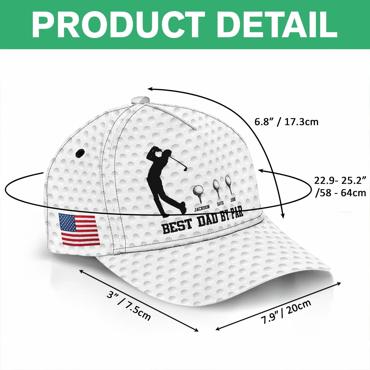 Personalized Best Dad By Par Golf AOP Classic Cap Father's Day Gift CH07 911450 - Image 6