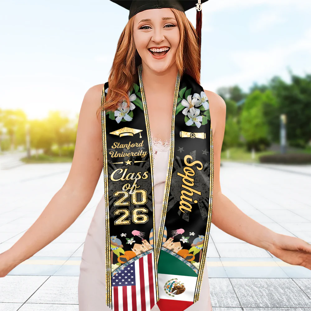 Personalized Class Of 2026 Country Flag Stoles Graduation Gift LM32 897695 - Image 5