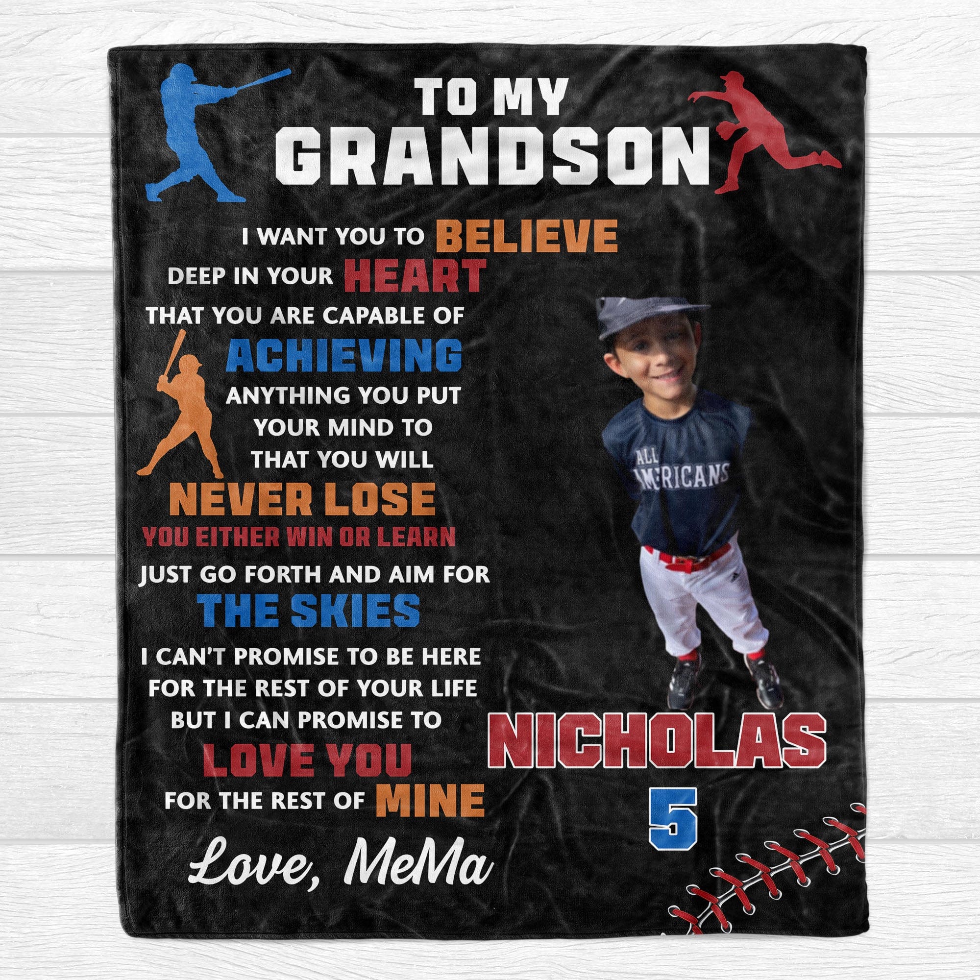 Personalized Custom Photo Baseball Blanket C544