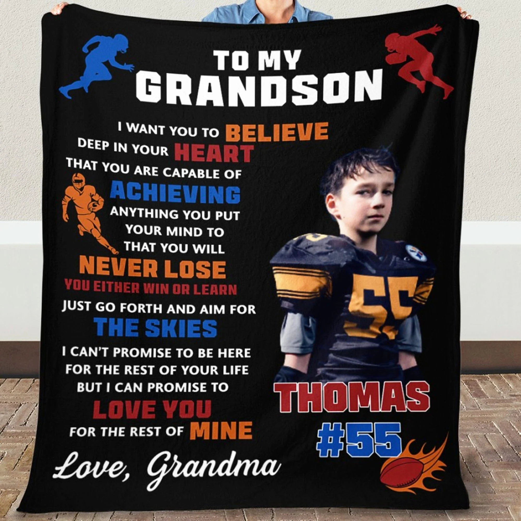 Personalized Custom Photo Football Blanket C544 - Image 3