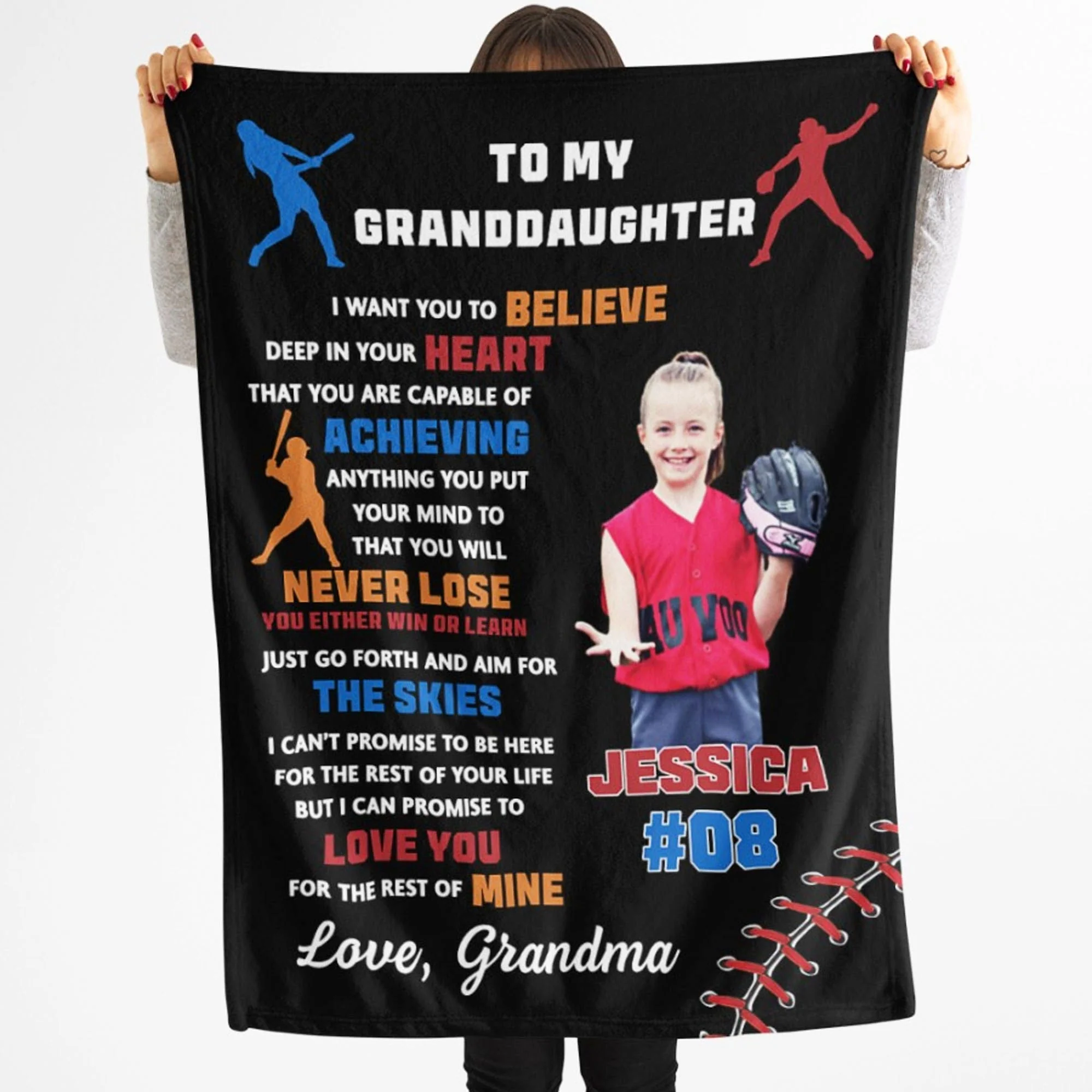 Personalized Custom Photo Softball Blanket C544 - Image 3