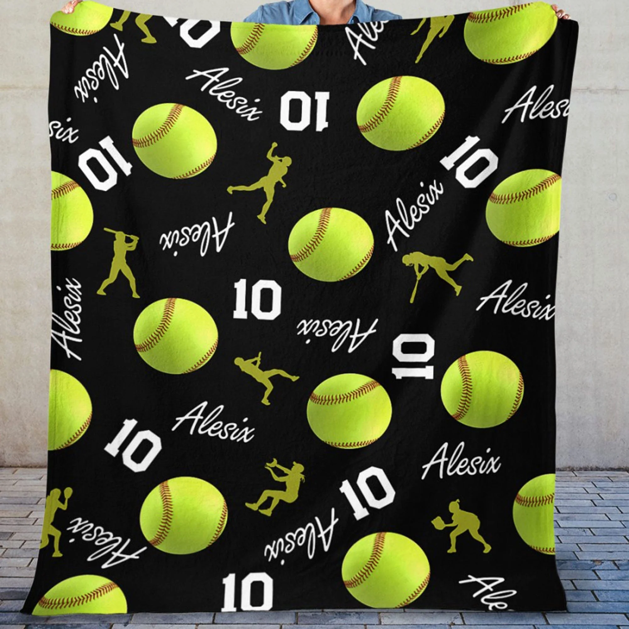 Personalized Custom Softball Collage Blanket H531 - Image 3