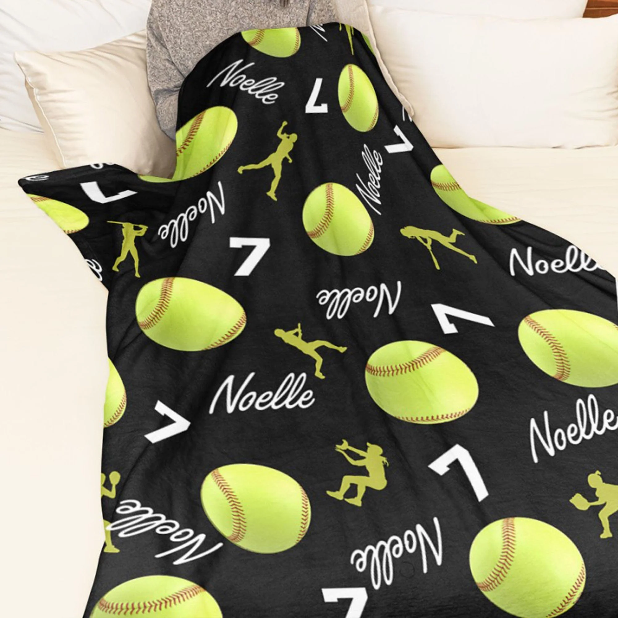Personalized Custom Softball Collage Blanket H531 - Image 6