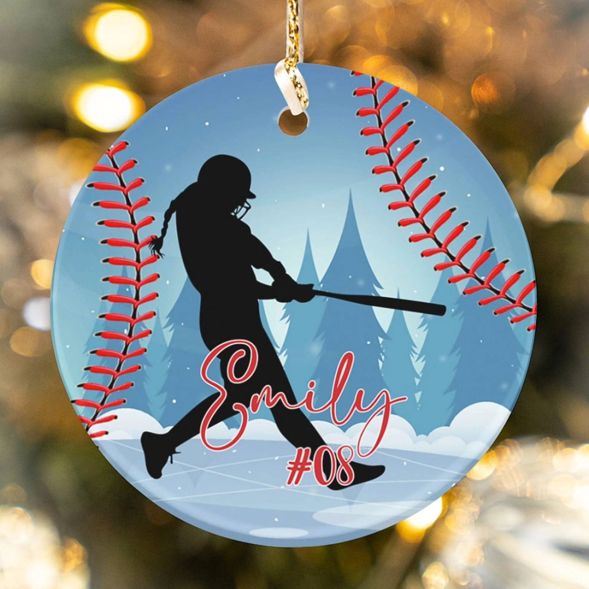 Personalized Custom Softball Ornament C529 - Image 2