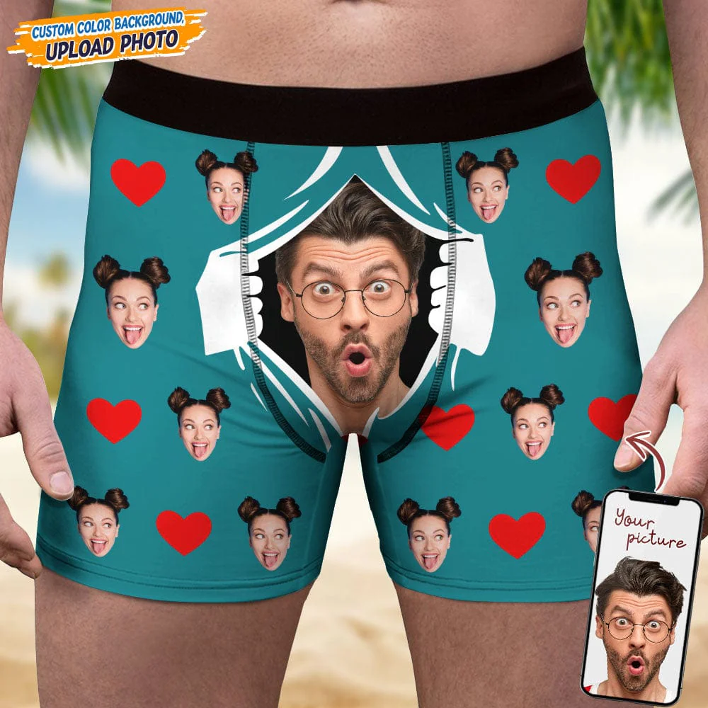 Personalized Face Hands White Men's Boxer Briefs DA199 889344 - Image 8