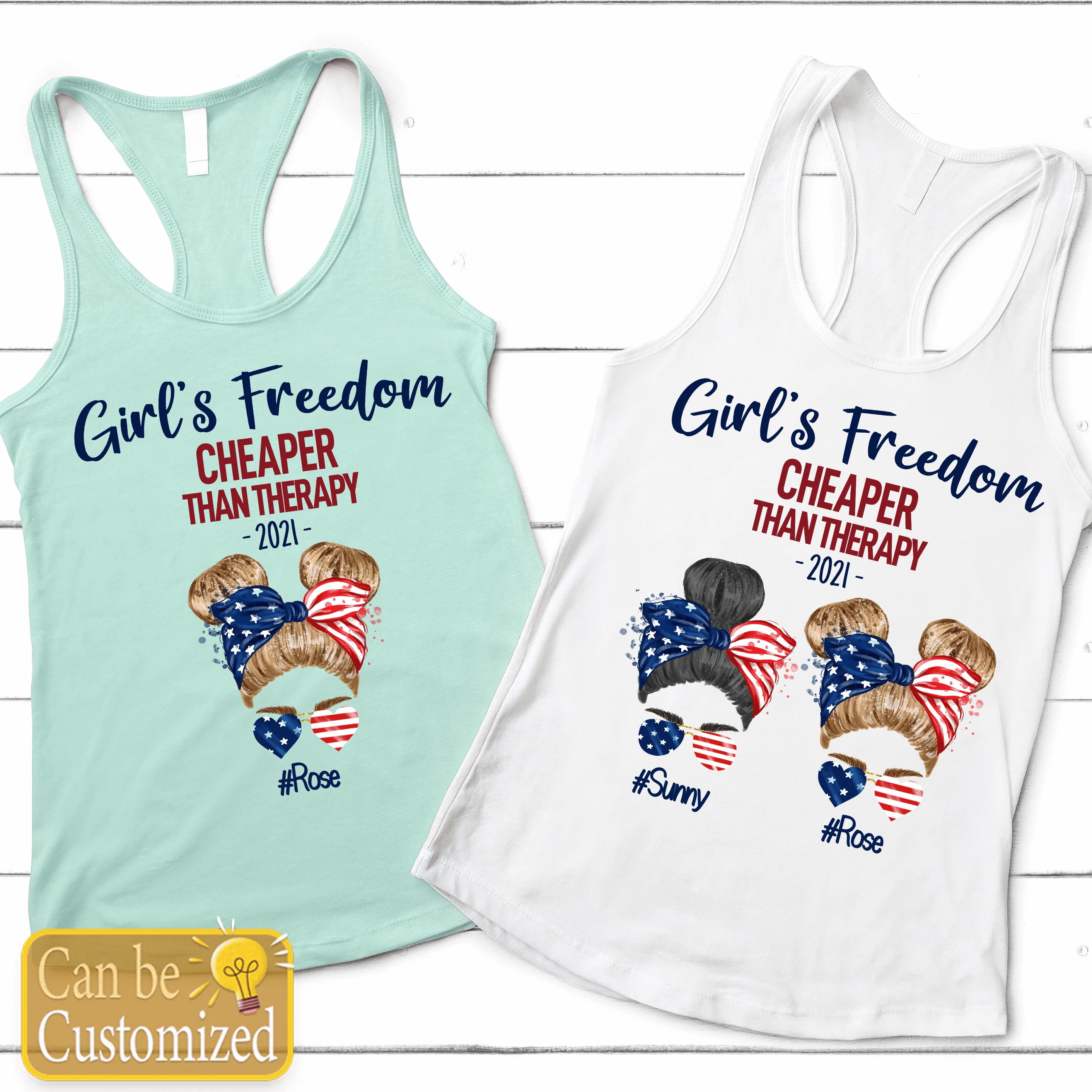 Girls Freedom Than Therapy 4th Of July Shirt - Image 3