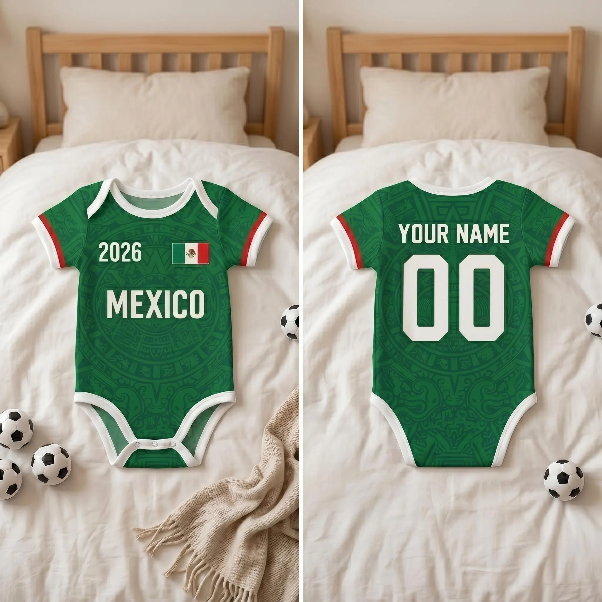 Personalized Name & Number Mexico Soccer Baby Onesie - Gift For Sport Lovers CH07 180084 - Image 4