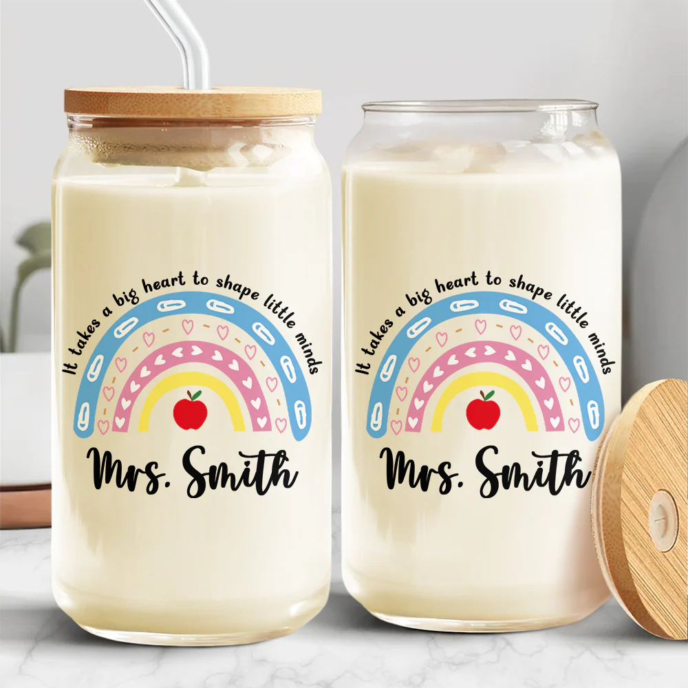 Personalized Rainbow Teacher Glass Can With Lid Teacher Apprecation Gift Back to School Gift CH07 896182 - Image 3